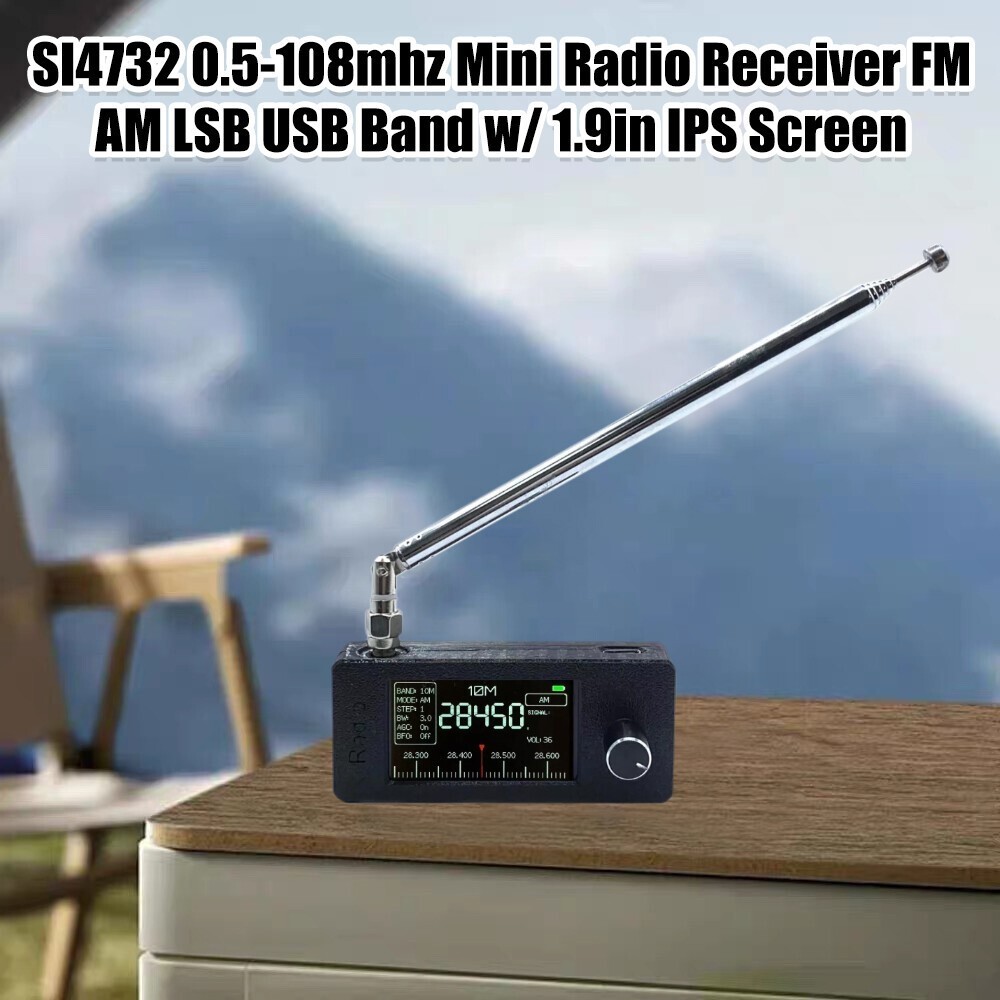 0.5-108mhz Mini Radio Receiver FM AM LSB USB Band SI4732 &1.9in IPS Screen A