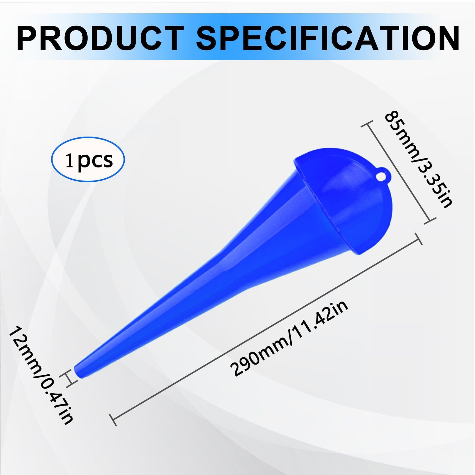 Long-Neck Oil Funnel for Automotive – Multi-Function Plastic Blue (1-Pack)
