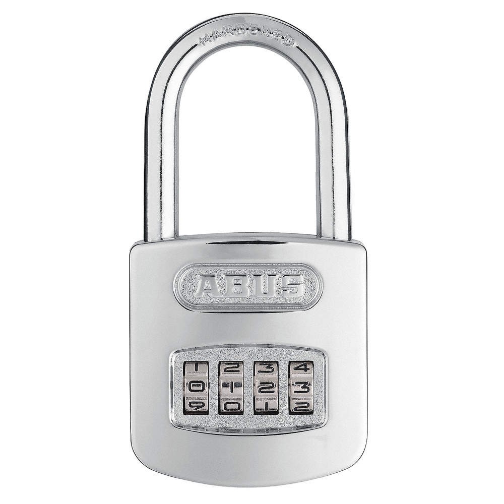 ABUS 160HB/50-50 Combination Padlock,2in,Rectangle,Silver 14Z332