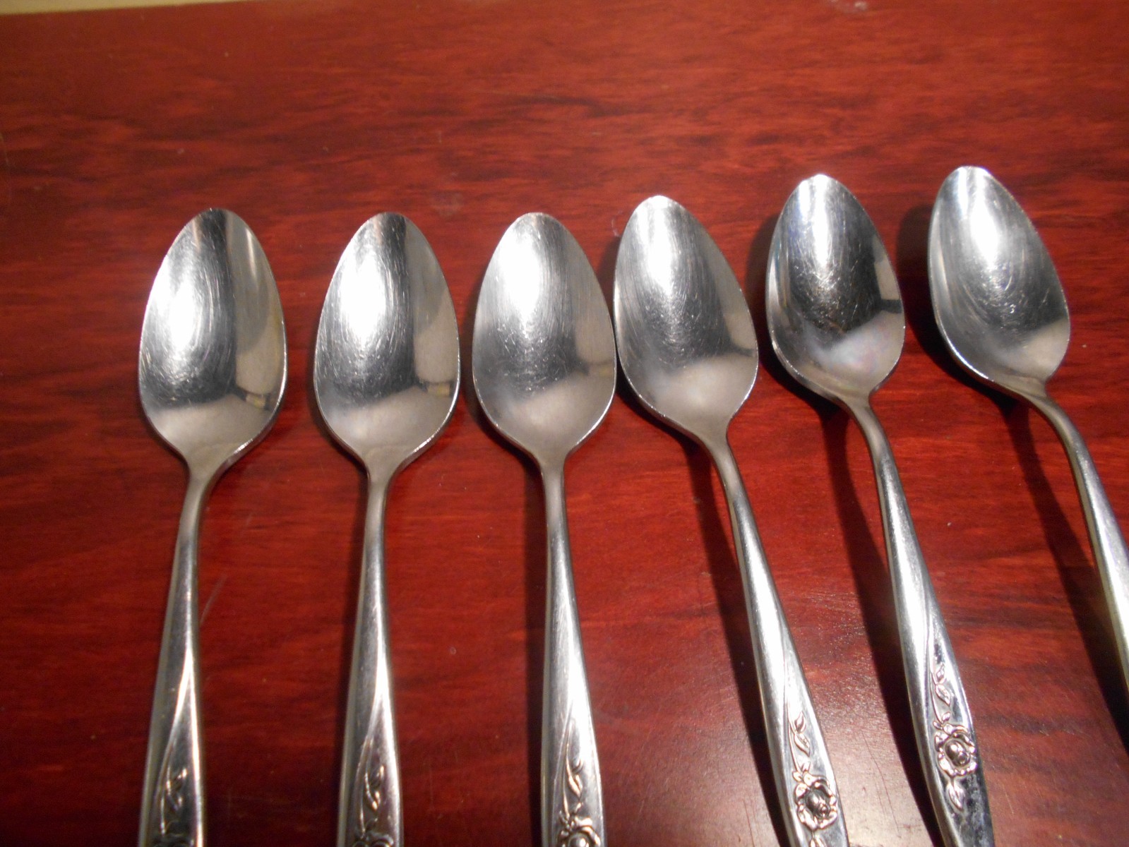 6 Oneidacraft Stainless LASTING ROSE Teaspoons 8540