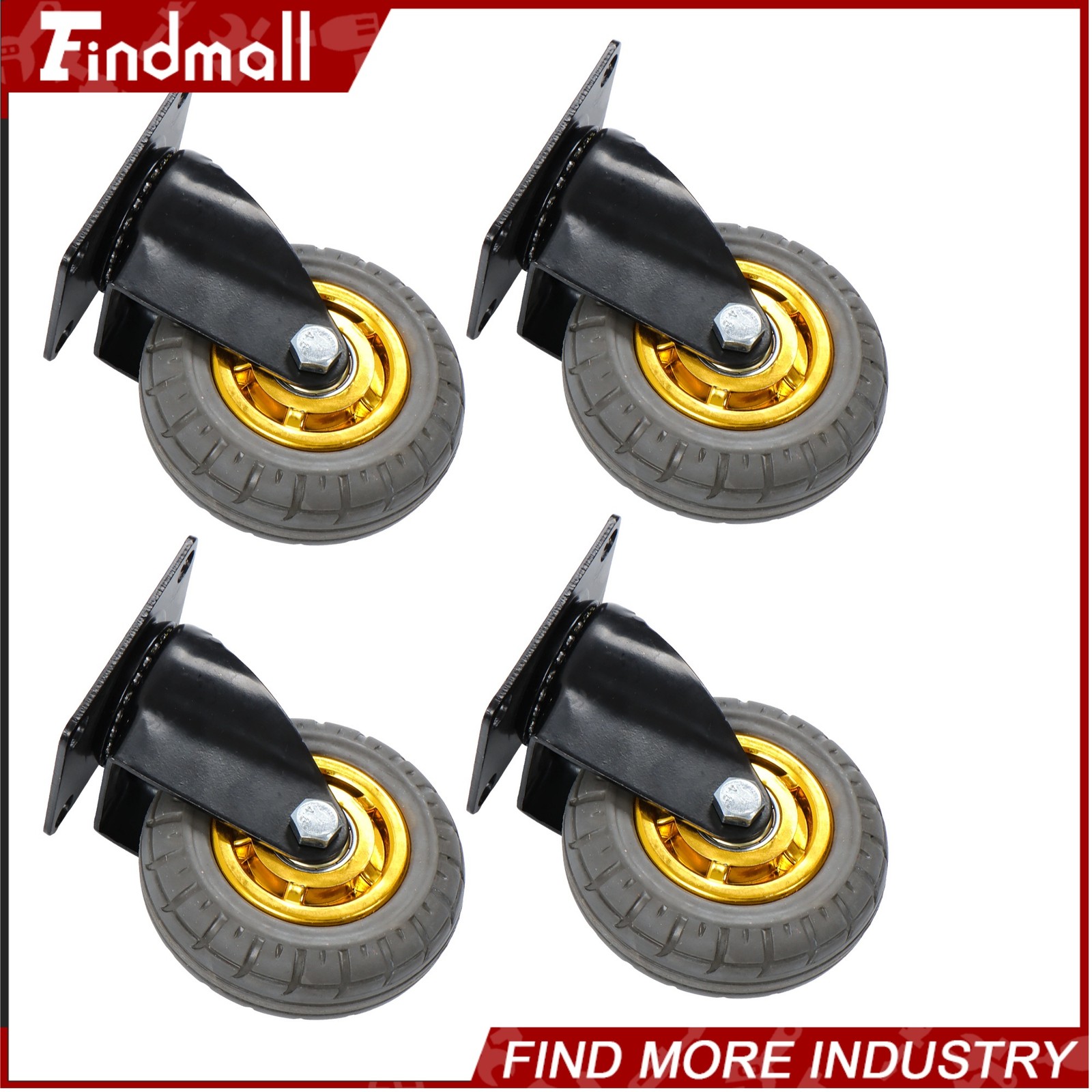 Findmall 4 Pack Universal Casters Rubber Non-Marking 4" Swivel Casters Wheels
