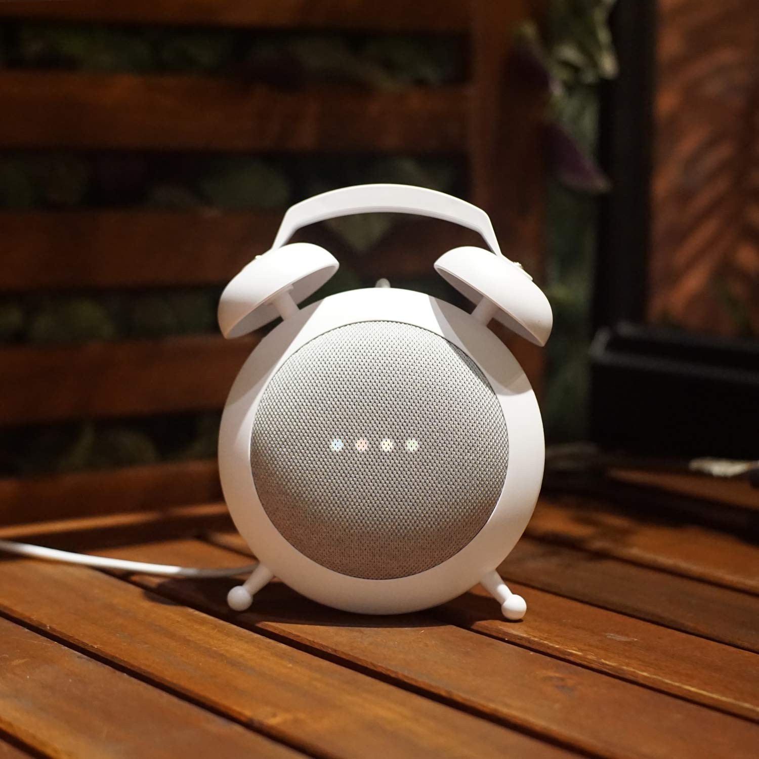 Google Home Mini Stand Holder, Retro Alarm Clock Mount Base White