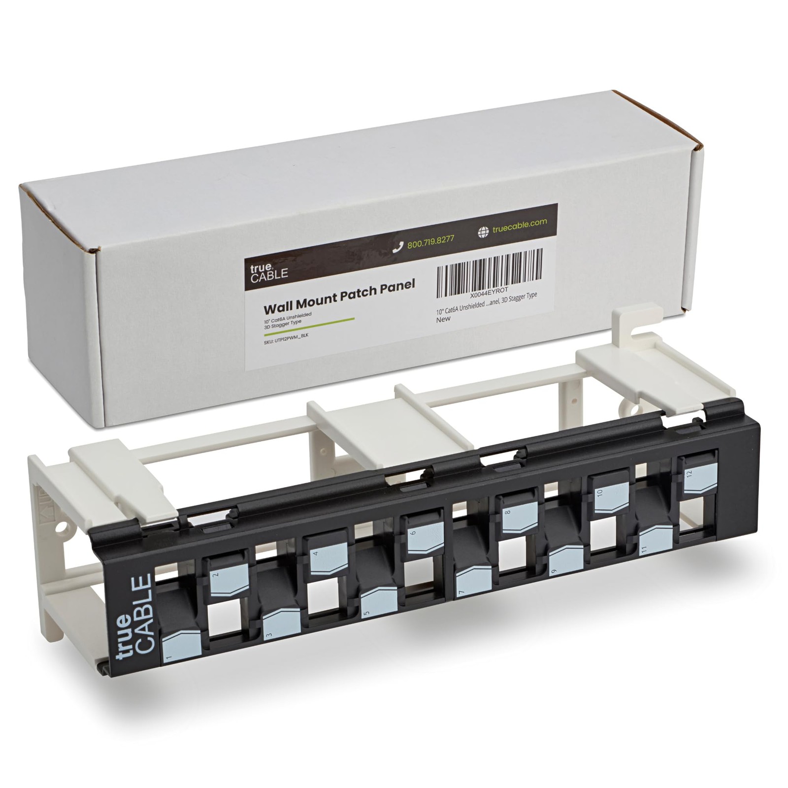 Cat6A Unshielded 12-Port Blank Toolless Modular Keystone Black