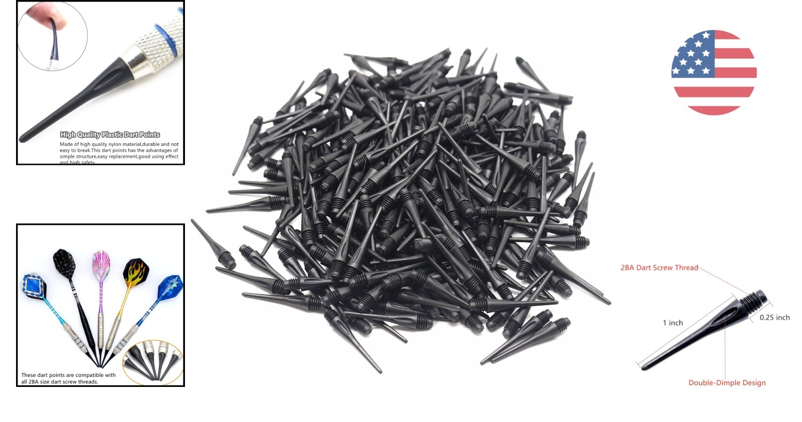 High-Quality 2BA Thread Plastic Dart Tips - 300 Soft Tips for Ultimate Comfort