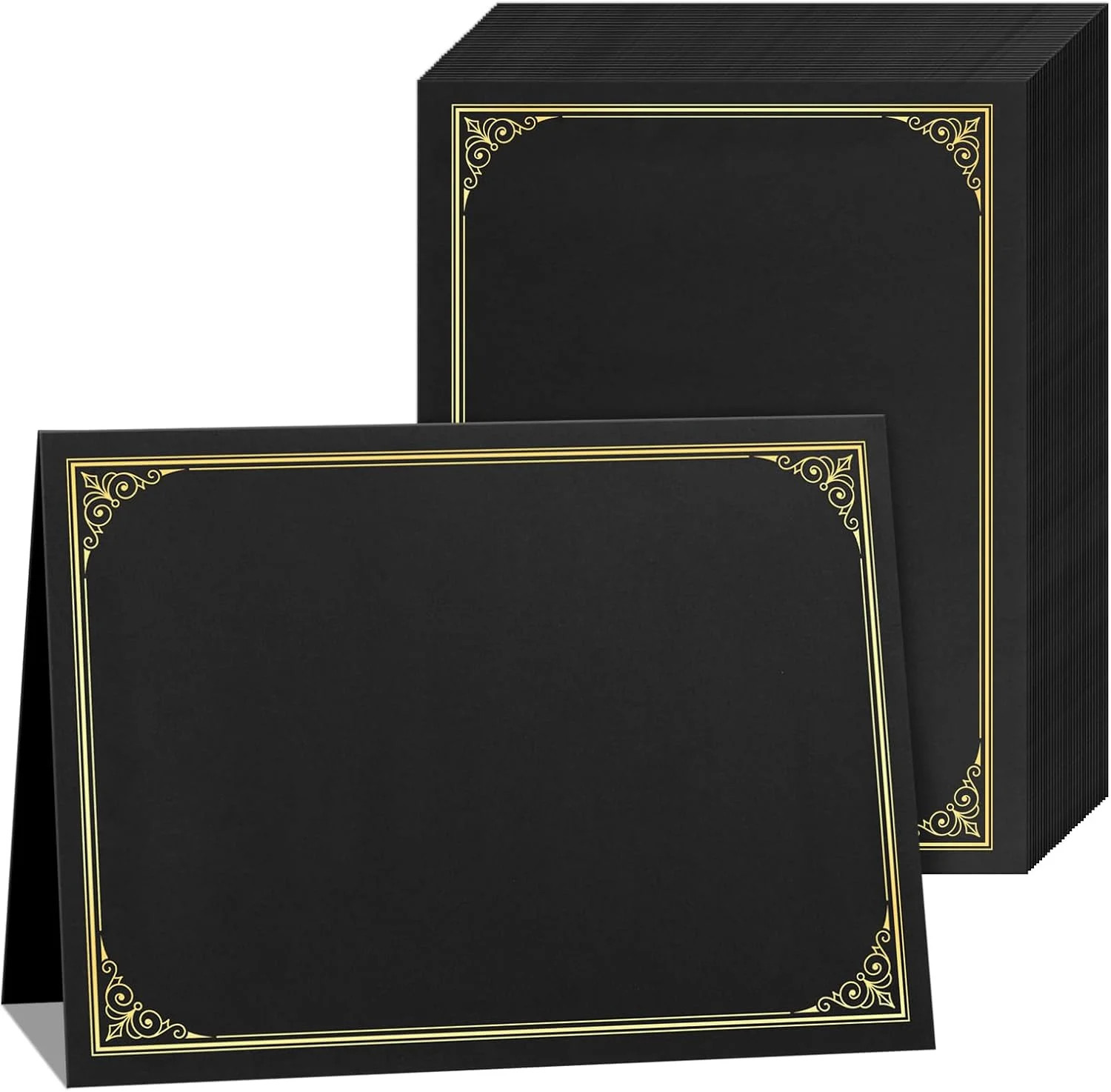SUNEE Certificate Holders(Black, 30 Packs, New Pattern), Diploma Covers Gold Foi