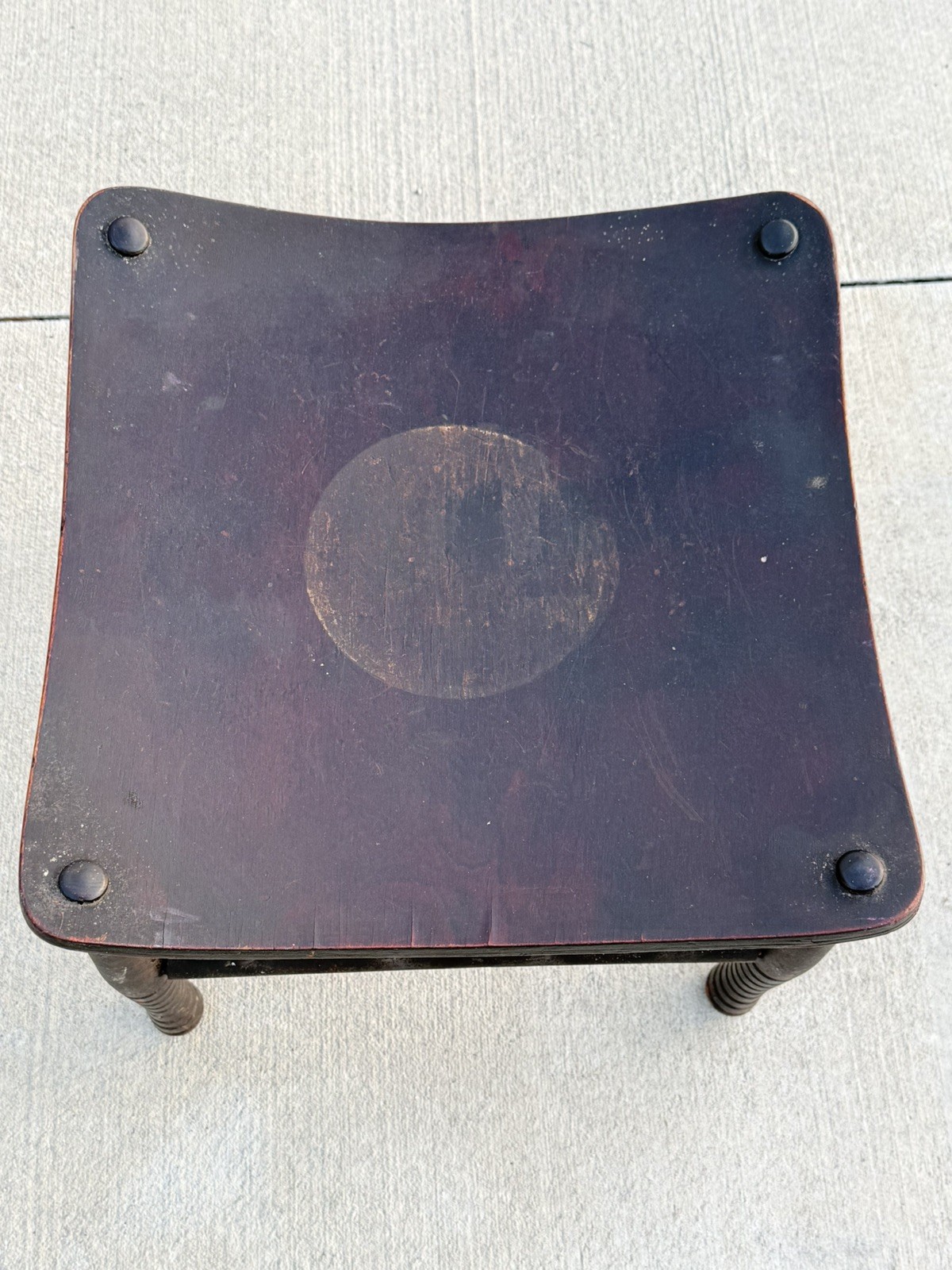 Antique 19th Century Egyptian Revival Curved Wooden Thebes Foot Stool Square