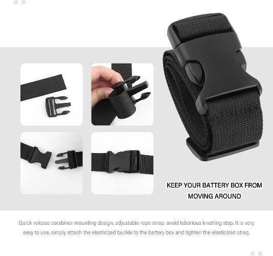 2PCS 39-Inch Adjustable Car Battery Tie Down Strap with Elastic Buckle, Compatib