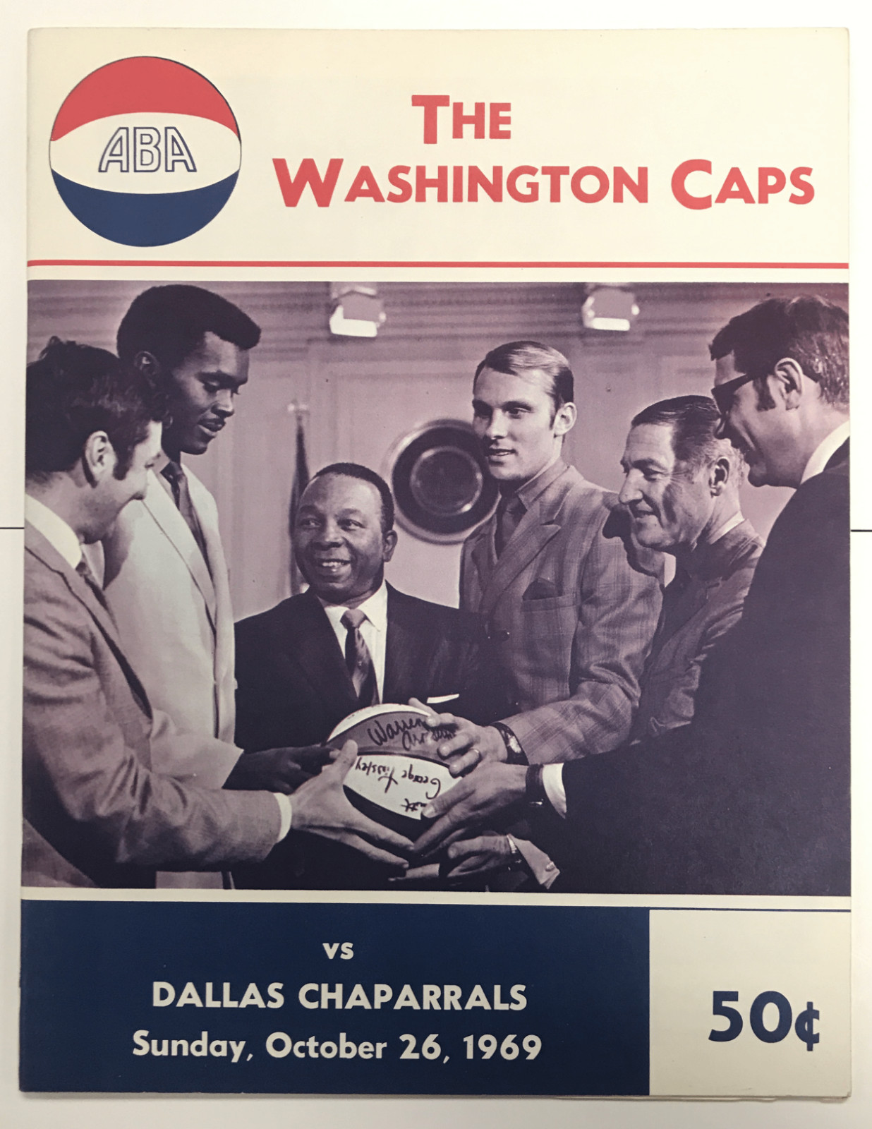 1969/70 WASHINGTON CAPS DALLAS CHAPARRALS PROGRAM 10/26/69 RICK BARRY COVER NM