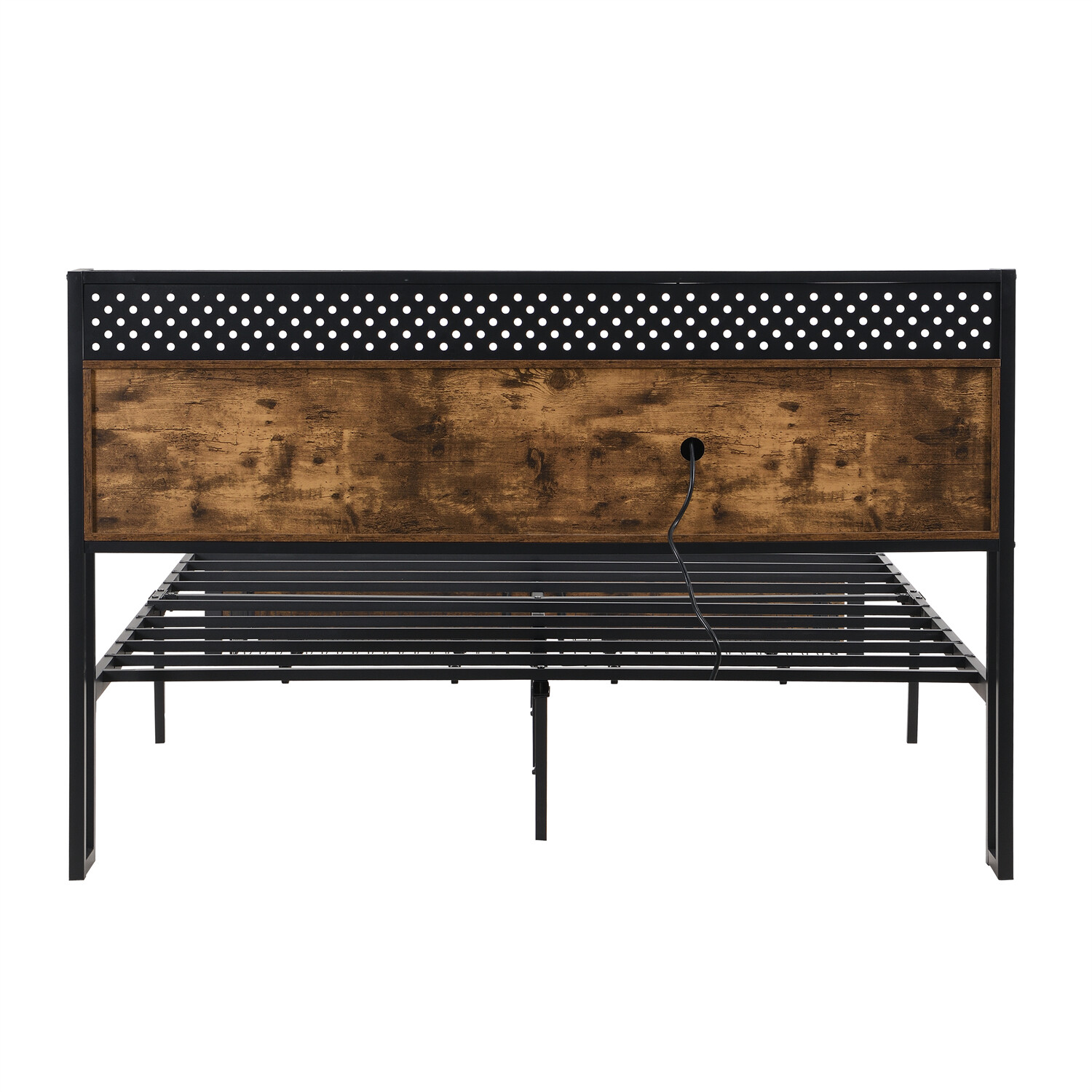 Full/Queen/King Size LED Bed Frame Metal Platform Bed w/ Charging Station