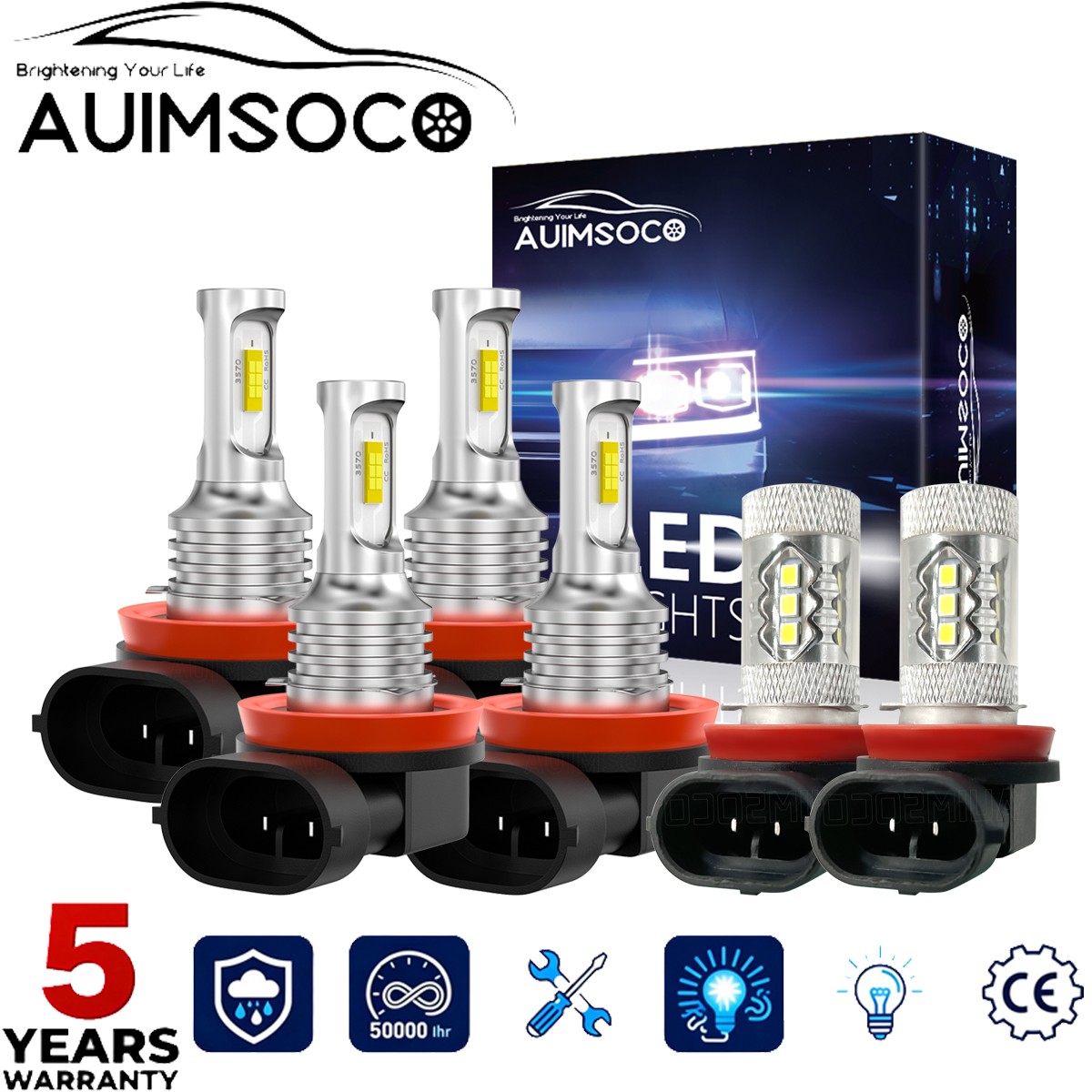 For Lexus CT200h 2011-2017 6x H11 6000K LED Headlights High+Low+Fog Light Bulbs