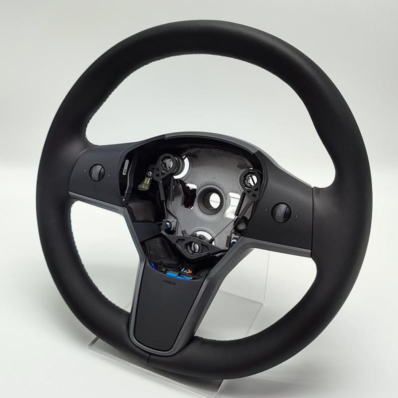 1490214-00-B For Tesla Model 3 Y Driver Heated Leather Steering Wheel Black