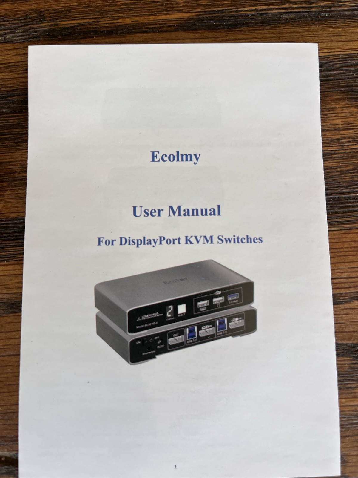 Ecolmy DP KVM Switch Model EC-322D-2 Open Box