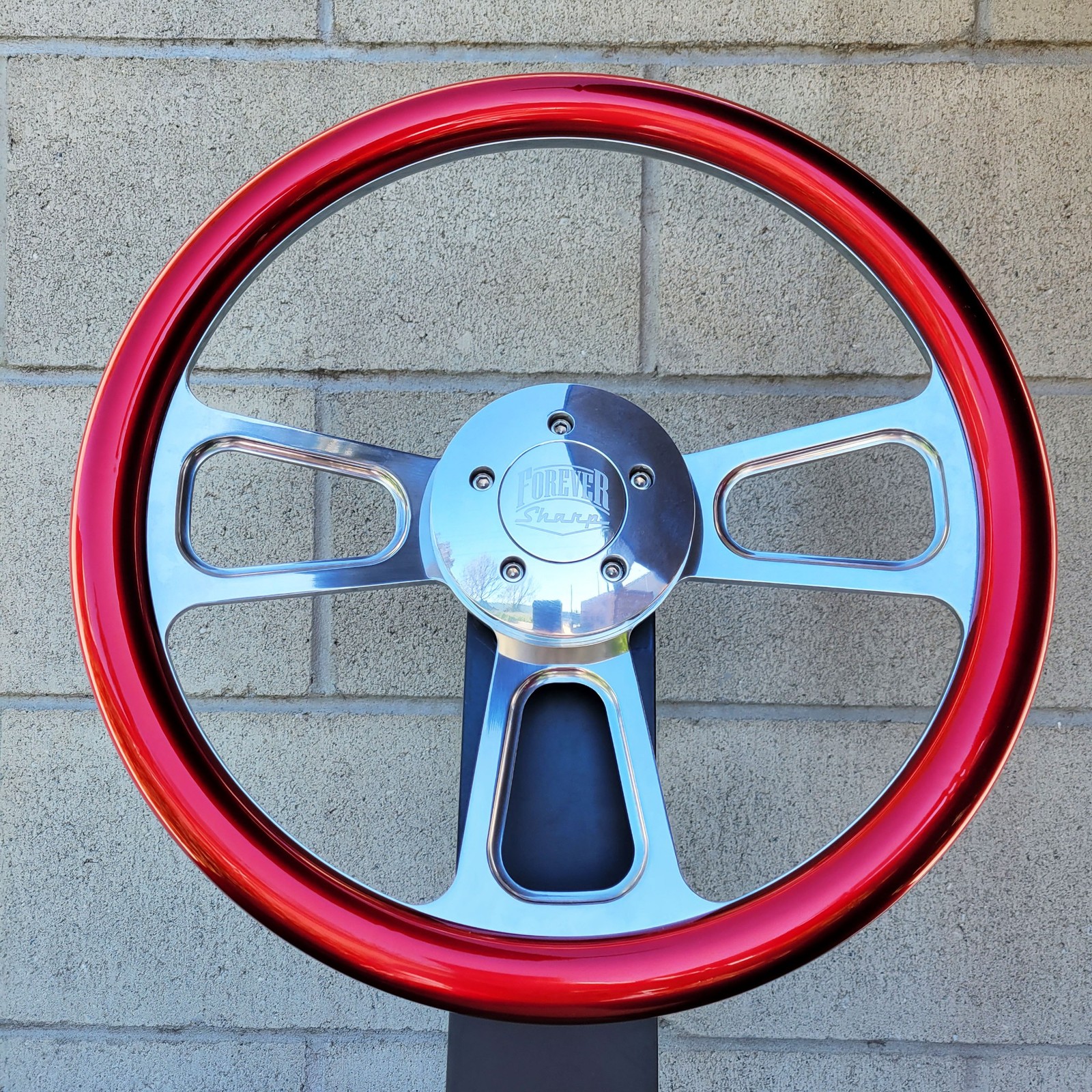 16" Inch Chrome Semi Truck Metallic Red Steering Wheel Horn Big Rig