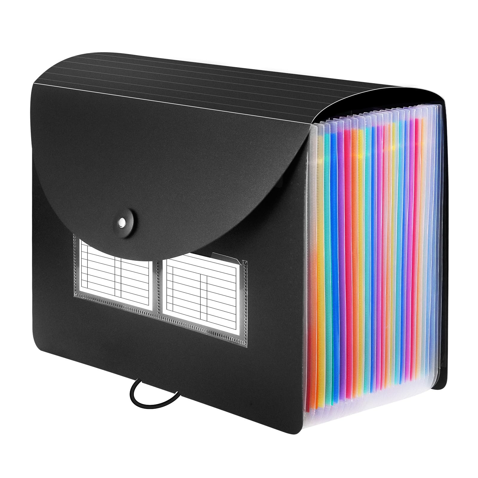 Sooez 24 Pockets Expanding File Folder, Accordion 24-Pocket, Black