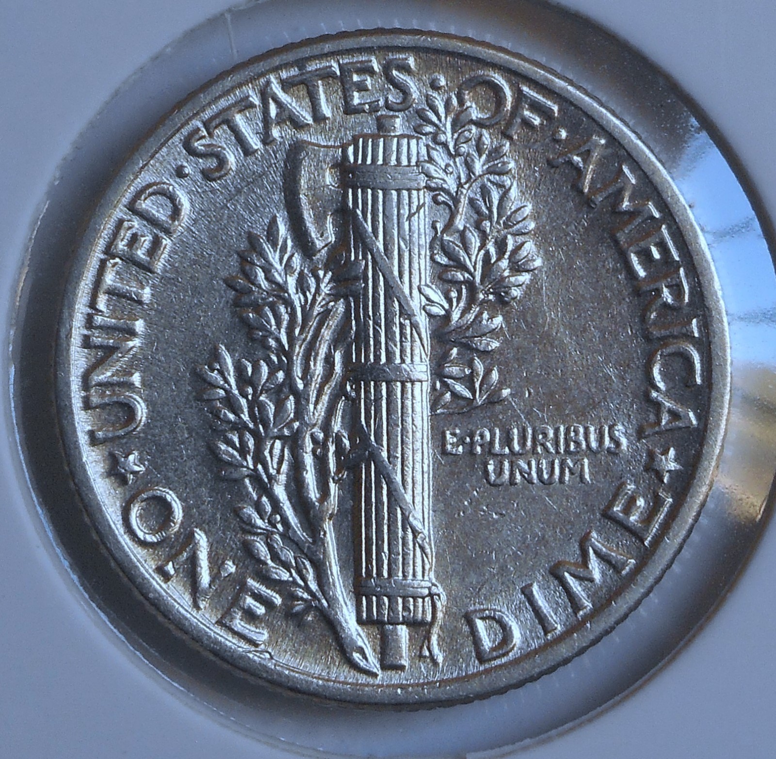 1943 . Mercury Dime . AU . Almost Uncirculated . Silver .