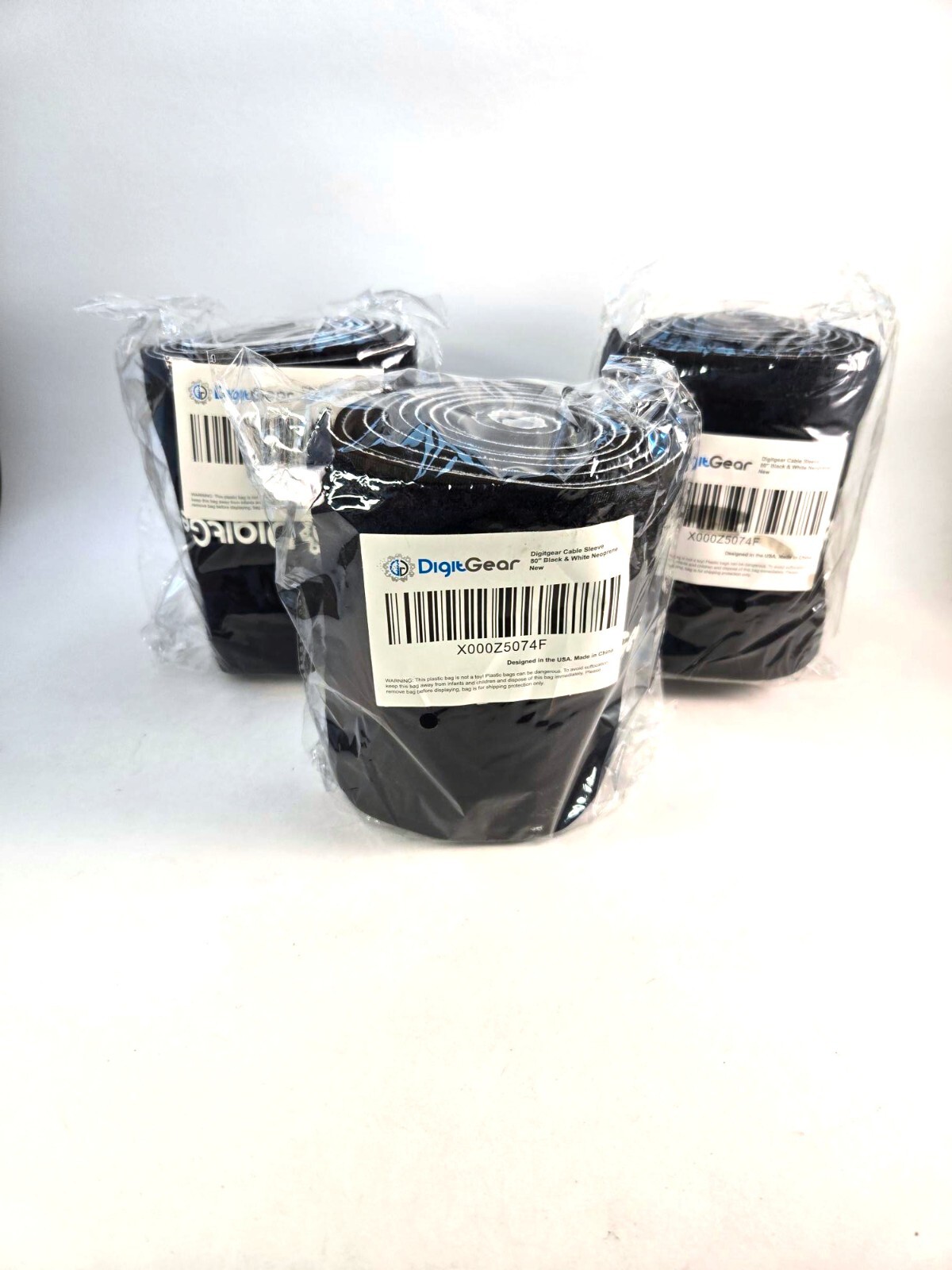 3 DigitGear 80" Black White Cable Wire Management Reversible Sleeve