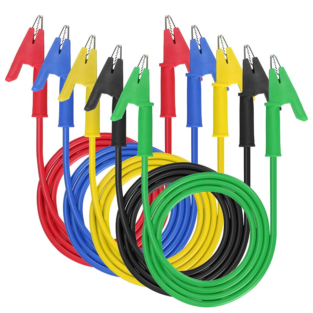Sumnacon 5 Pack Alligator Clips Test Leads with Insulators Clips,Dual 3.3Ft/1M