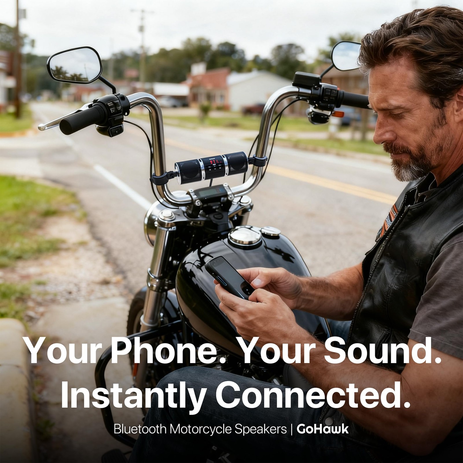 Motorcycle Speakers Bluetooth, Waterproof Motorcycle Audio System Built-in Am...