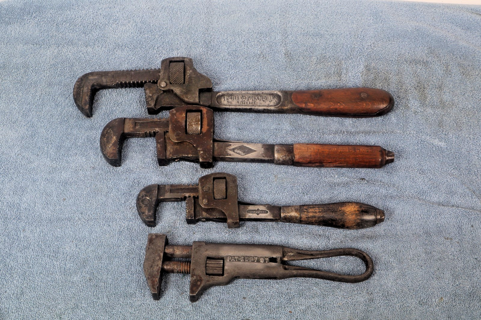Antique Lot of 4 Pipe Wrenches