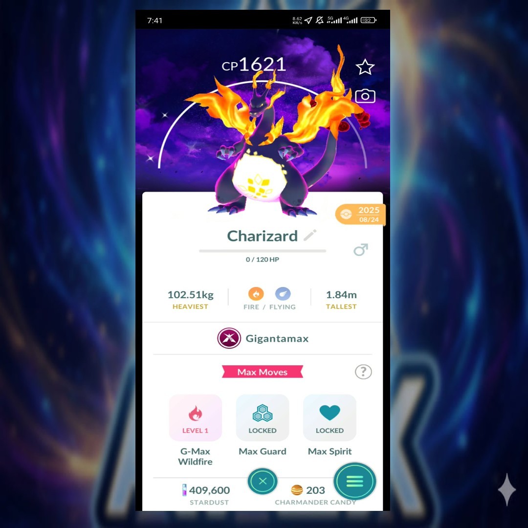 Shiny Gigantamax Charizard Dark Skies Background Max Final - 20k Dust