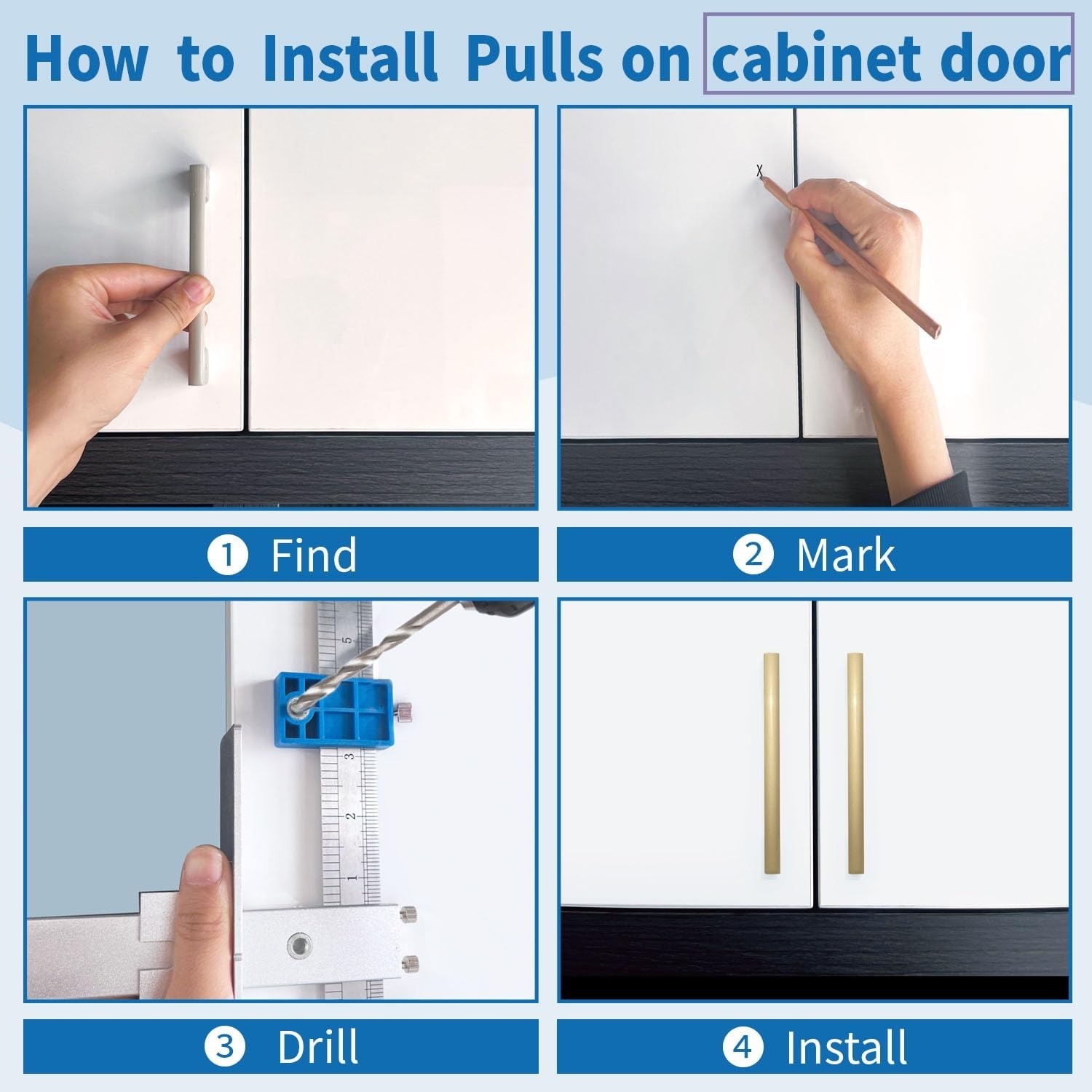 King&Charles Cabinet Hardware Jig with 3 Drill Bits for Handles & Knobs