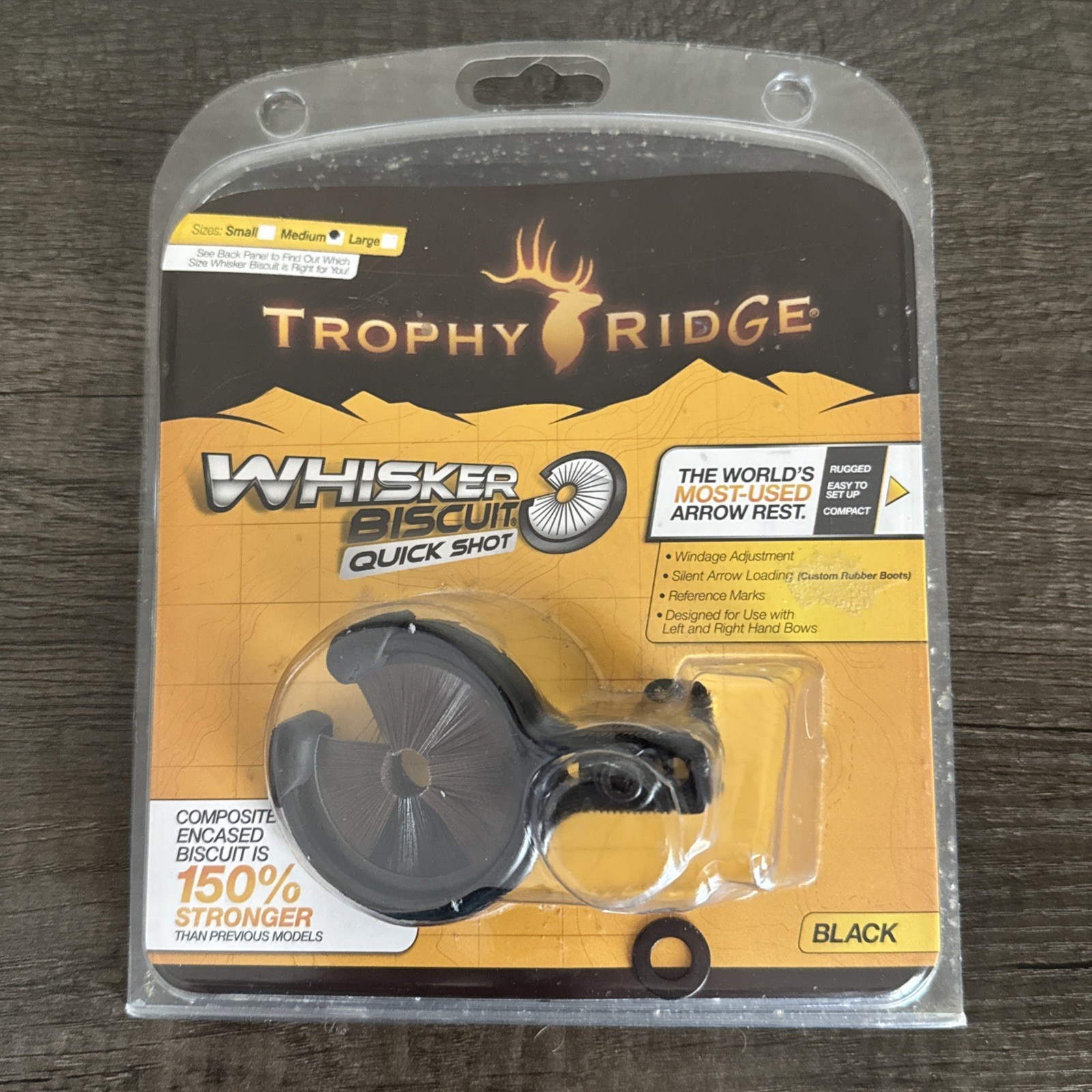 Trophy Ridge Whisker Biscuit Quick Shot Rest Universal RH/LH Large Black