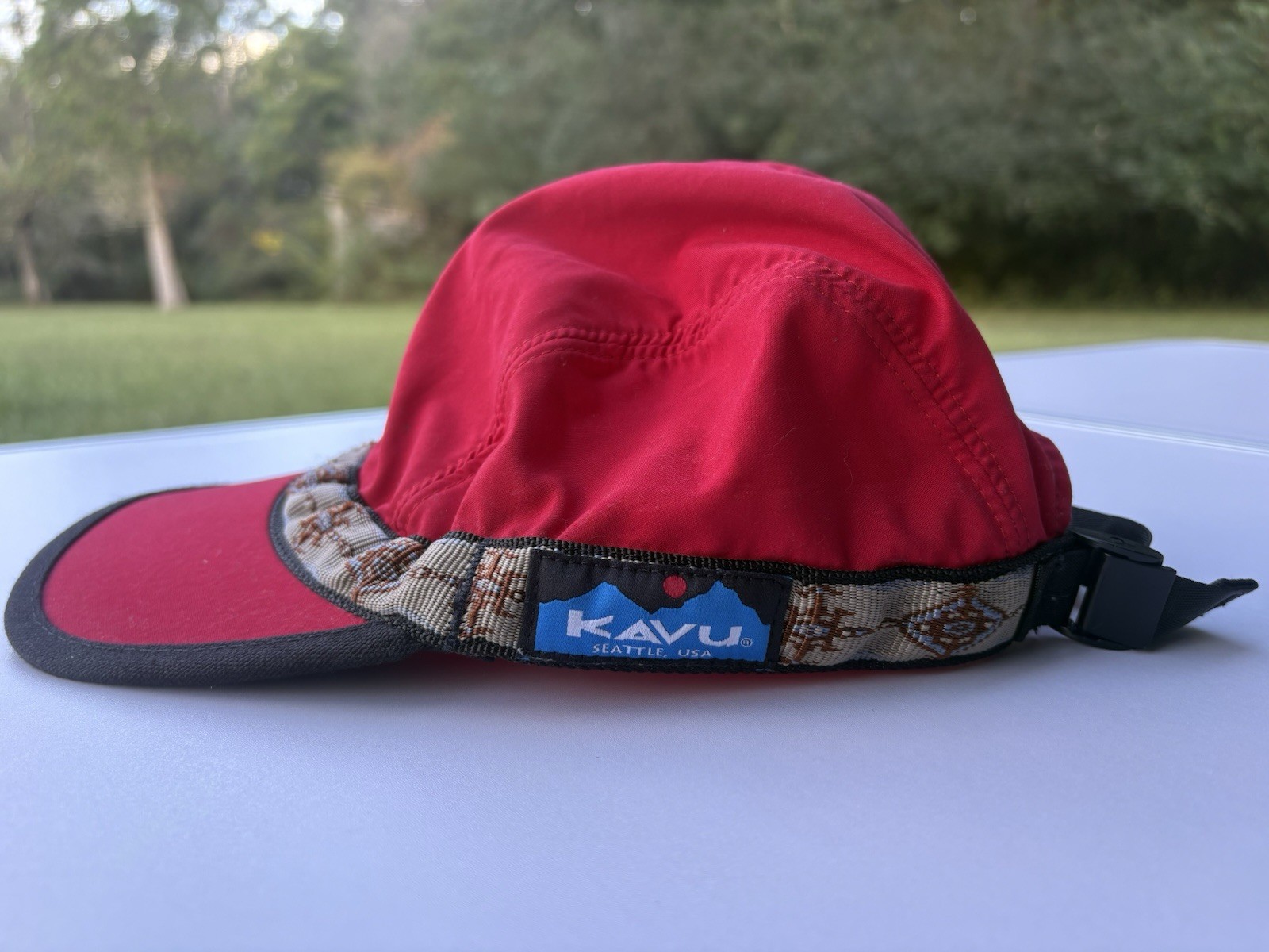 Kavu 4 Panel Red Adjustable Running Hat Size Small Made In USA