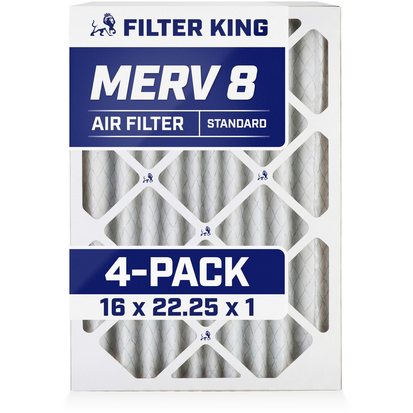Filter King 16x22.25x1 Air Filter 4-PACK MERV 8 Actual Size 16 x 22.25 x .75"