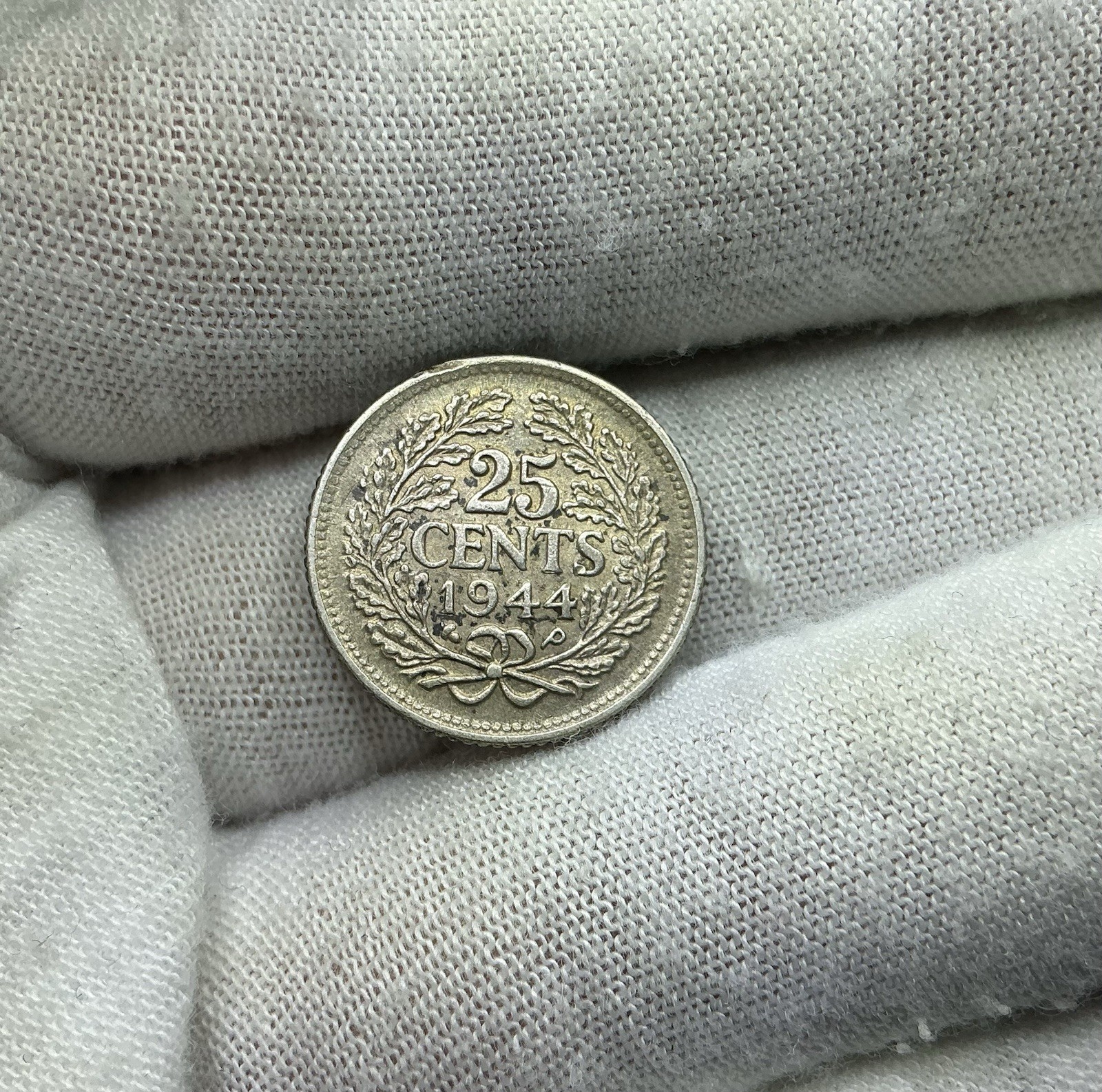 Netherlands - 25 Cents 1944-P - Wilhelmina, Silver G388