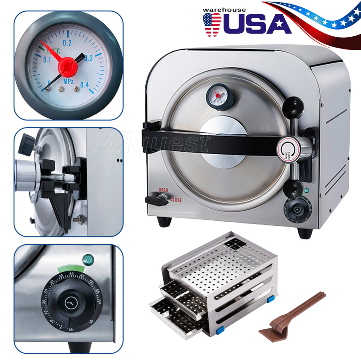 14L Dental Lab Autoclave Steam Sterilizer Medical Sterilization Equipment USA