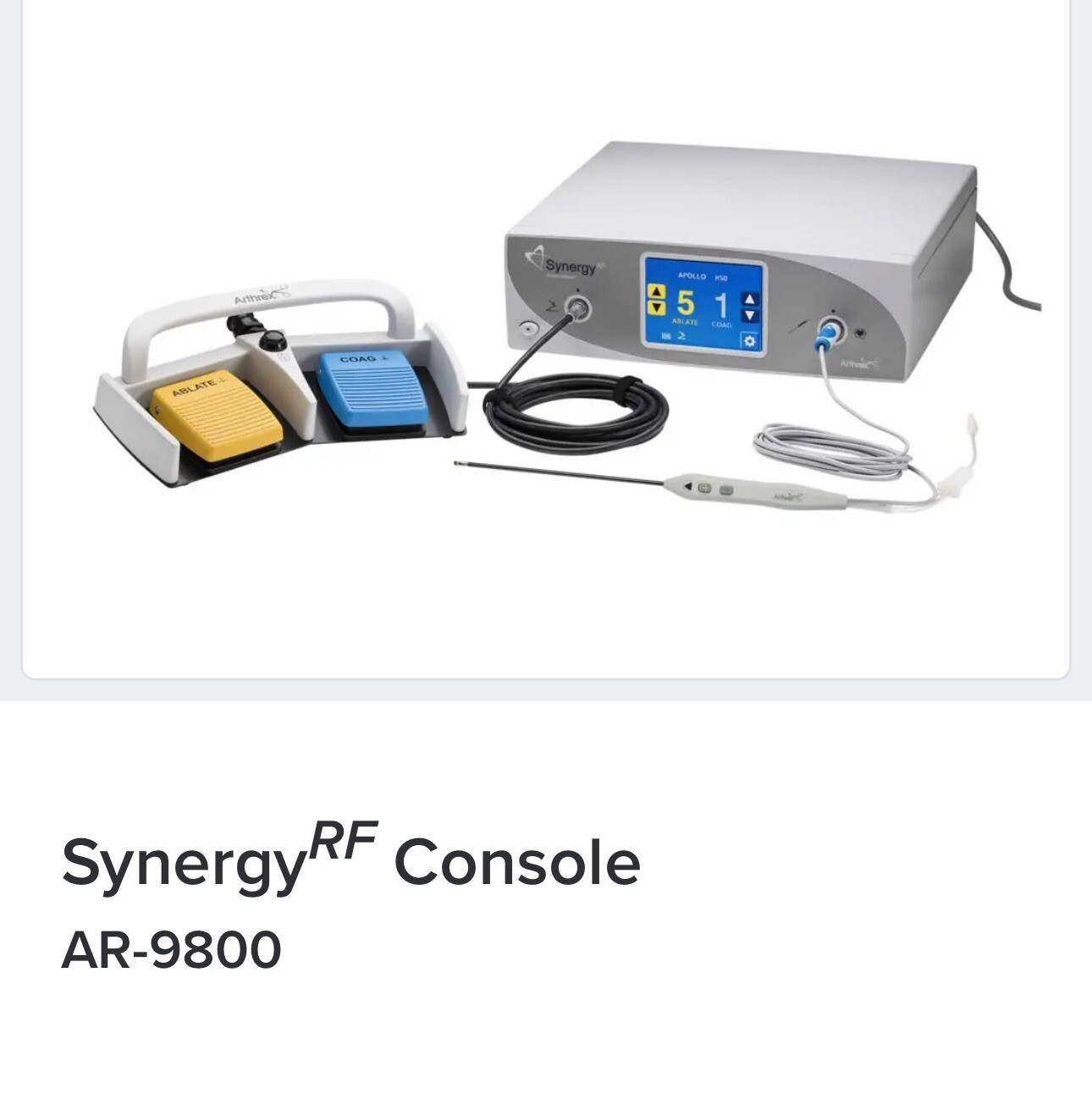 Arthrex AR-9800 Synergy RF Console W/Foot Pedal AR-9800F Plus 1Pcs AR-9811 RF