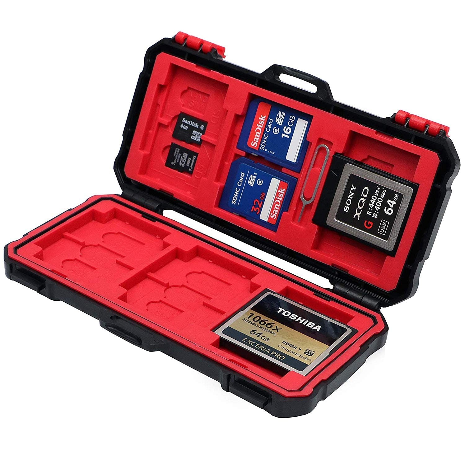Super Rugged Memory Card Case Holds 3 XQD, 3 CF, 12 SD & 6 MicroSD