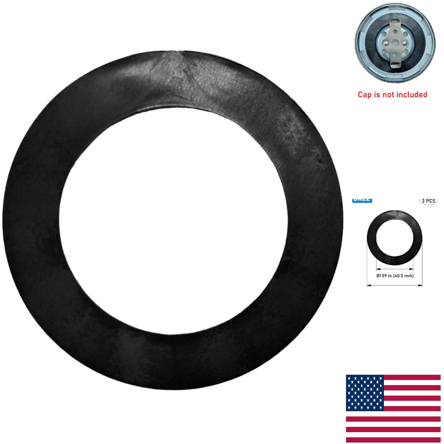 3-Piece Tearproof Gasket Seal Set for Hydraulic Tank Breather Cap - Durable