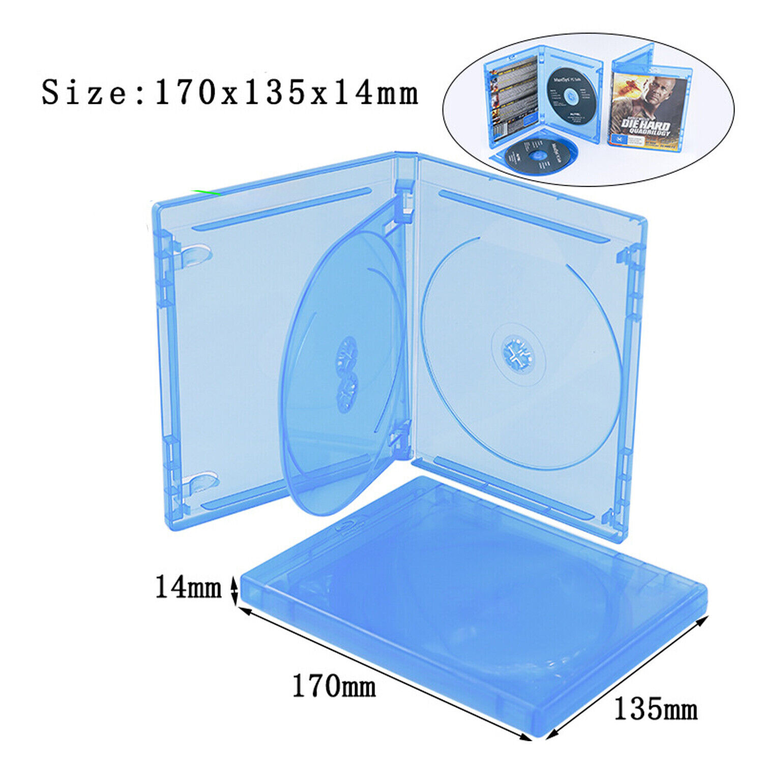 10 LOT Standard 3-Discs Replacement CD Case Box For Blu-Ray Disc Blu Ray DVD