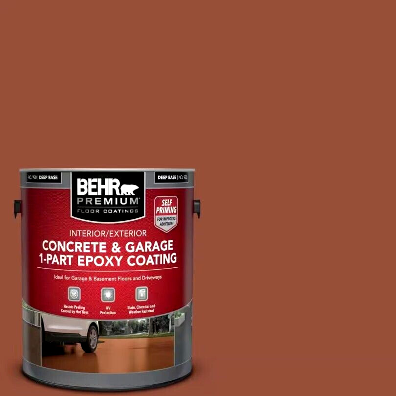 BEHR Concrete & Garage 1 Part Epoxy Coating, California Rustic Color - 1 Gallon