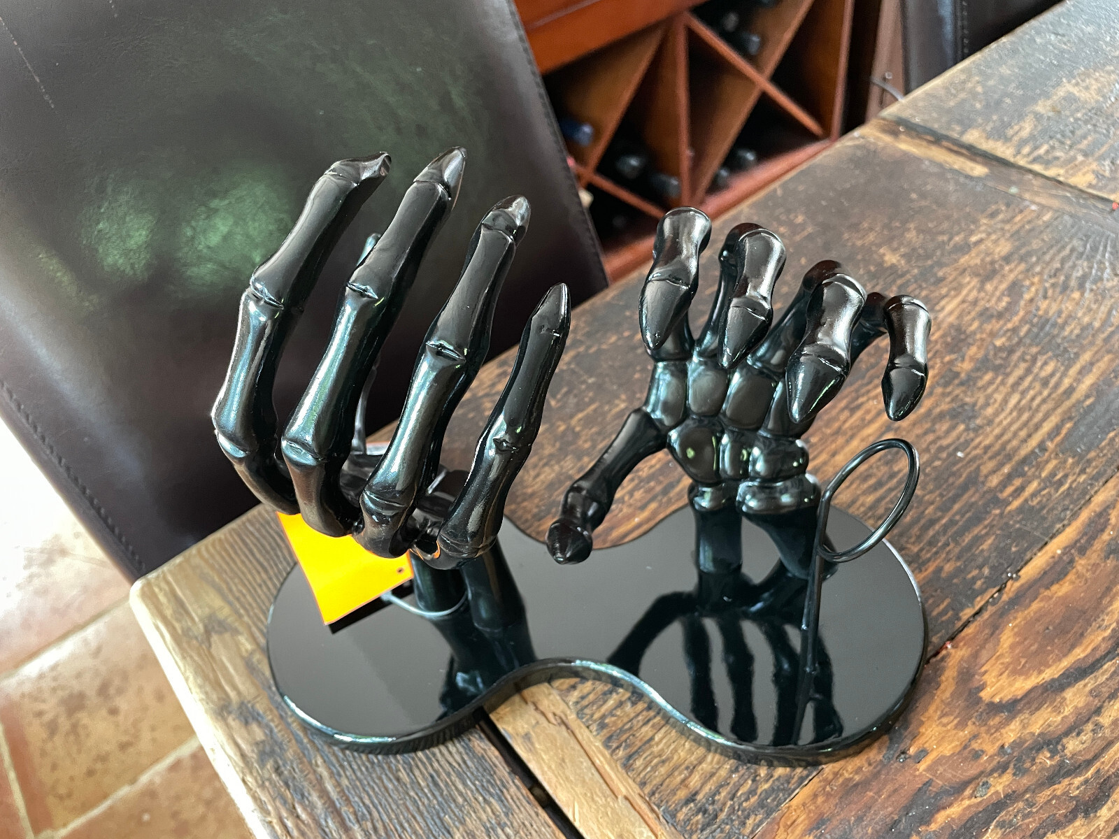 Halloween Gothic Wine Bottle Holder Prop Skeleton Hands Hyde & Eek Party New NWT