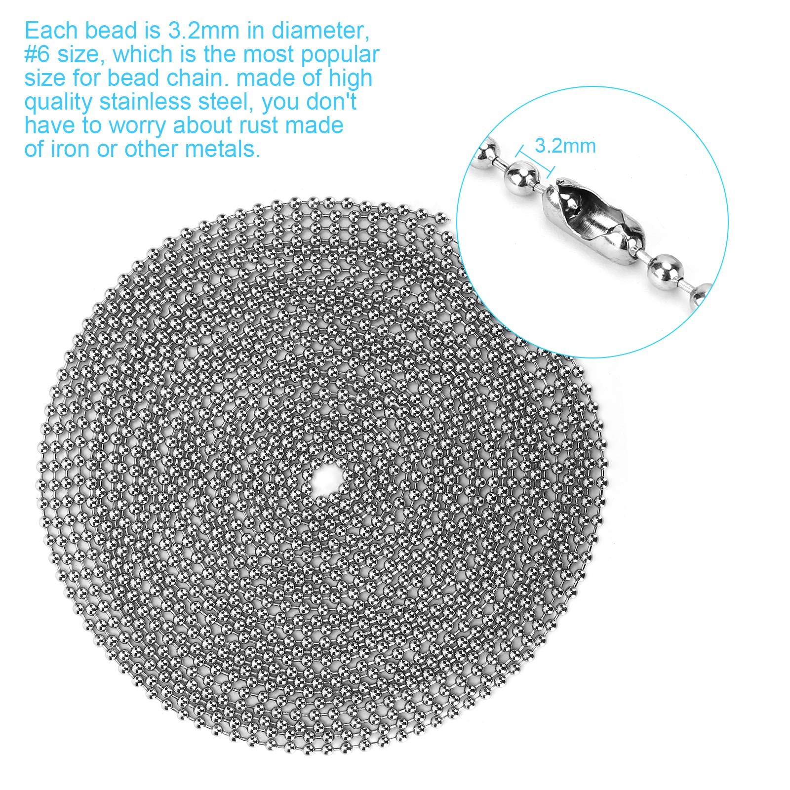 200 Inch Ceiling Fan Pull Chain, (Upgrade Rust Proof) 3.2mm Beaded Pull Chain...
