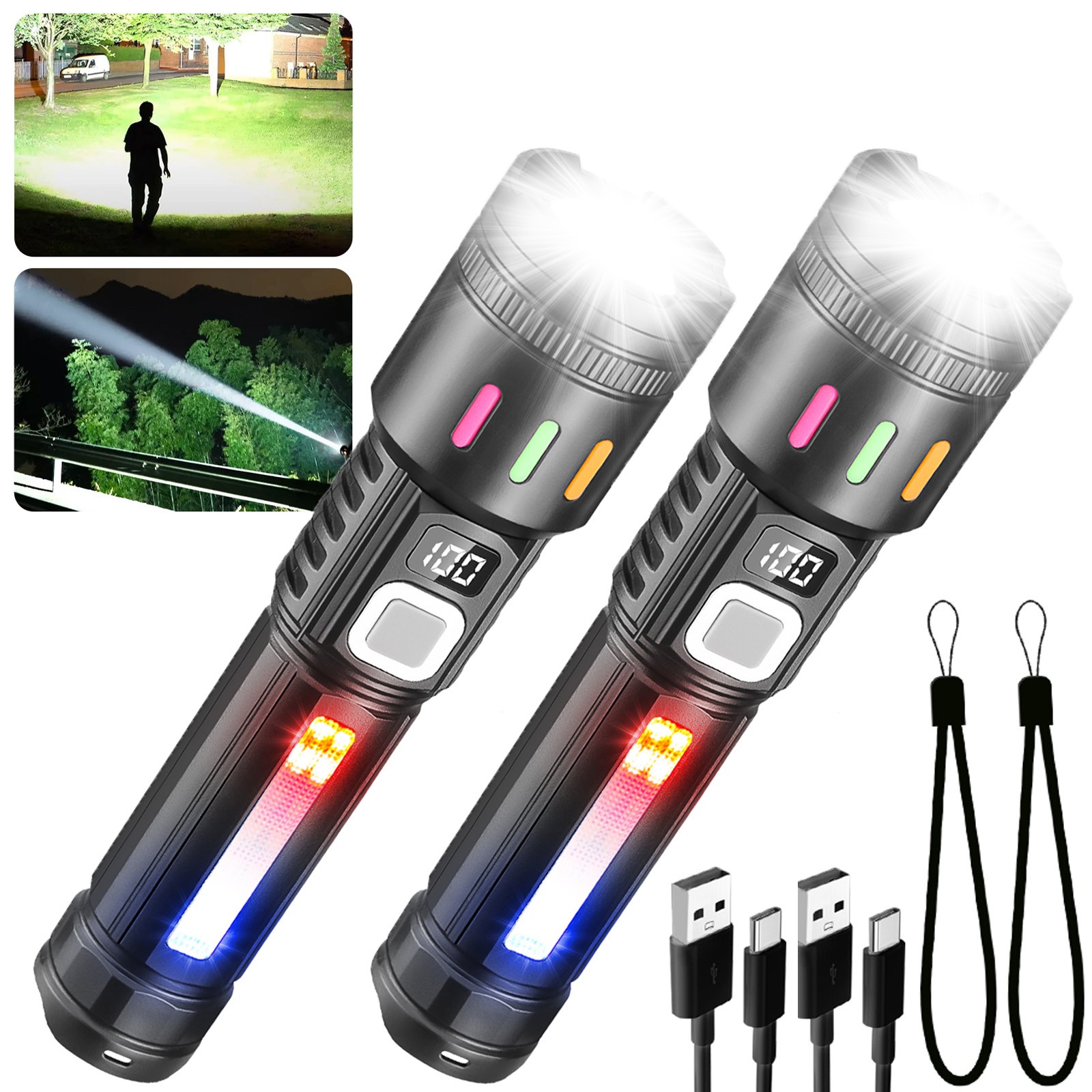 Super Bright 990000 LM LED Tactical Flashlights USB Rechargeable LED Work Lights