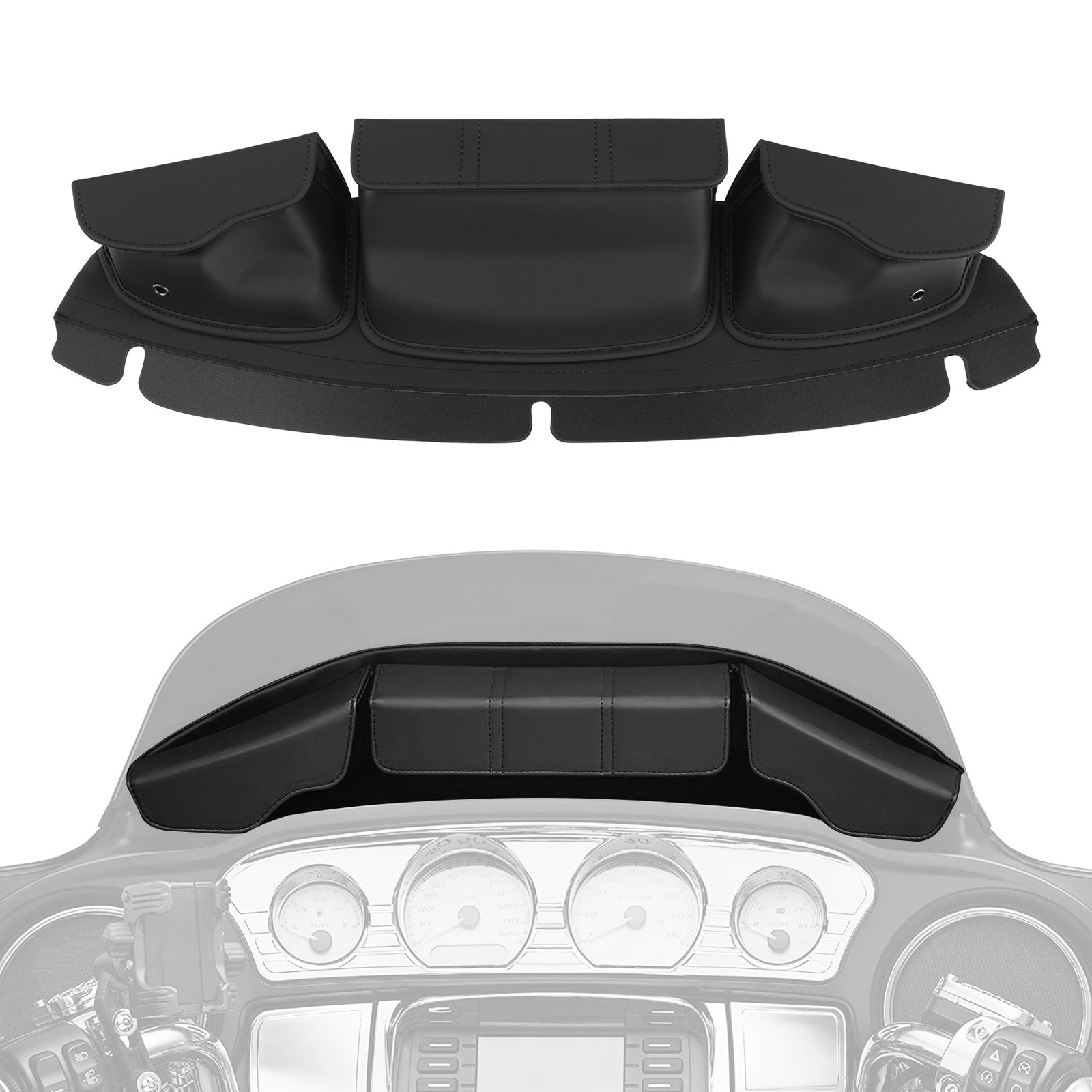 3 Pocket Windshield Bag Pouch Fit For Harley Touring Electra Road Glide 2014+