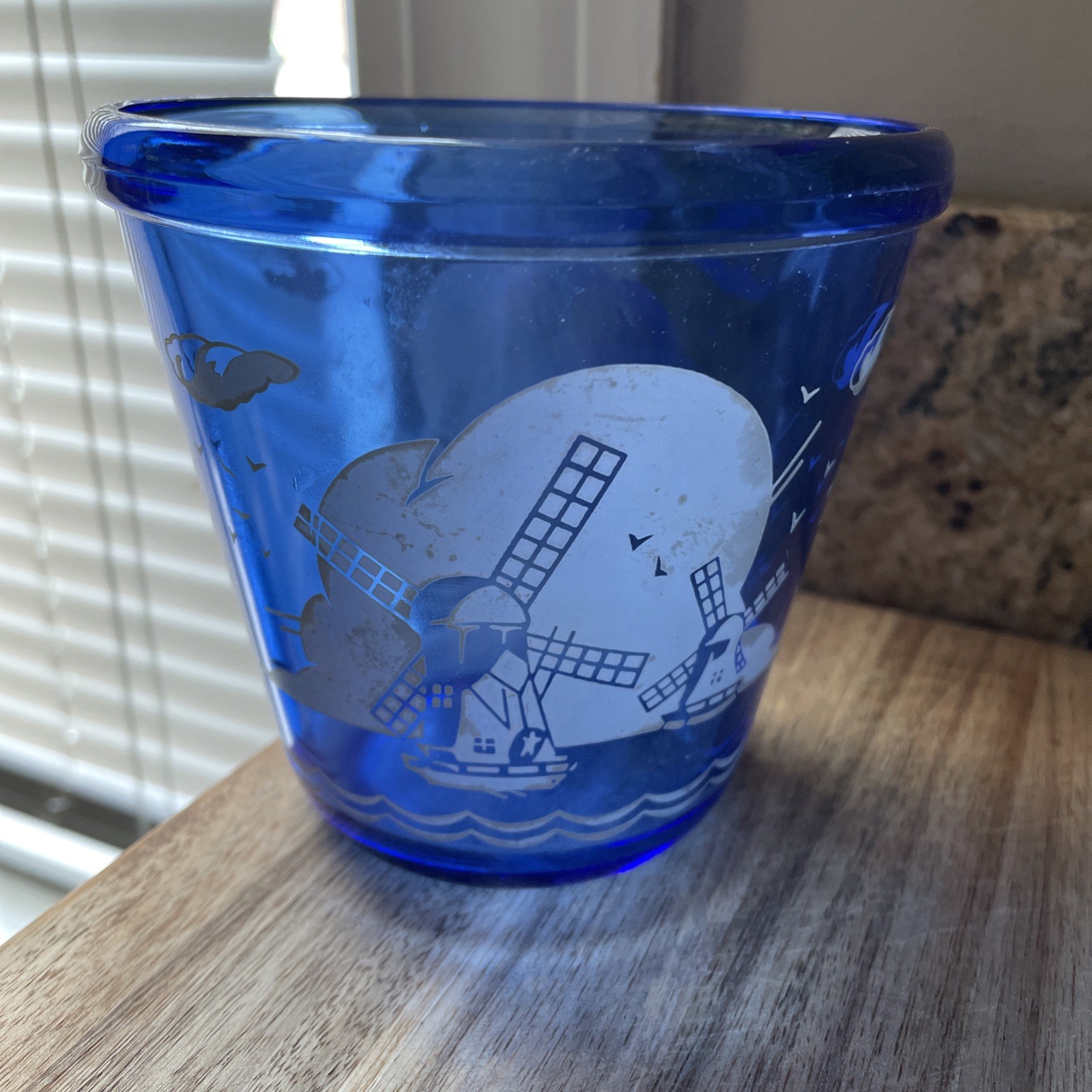 Vintage 1930’s Hazel Atlas Cocktail Mixer Windmill Cobalt Blue Glass