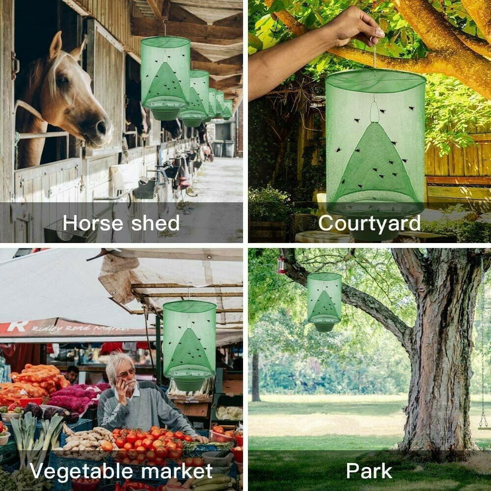 3 x The Ranch Fly Trap Reusable Fly Catcher Killer Cage Net Trap Pest Bug Catch