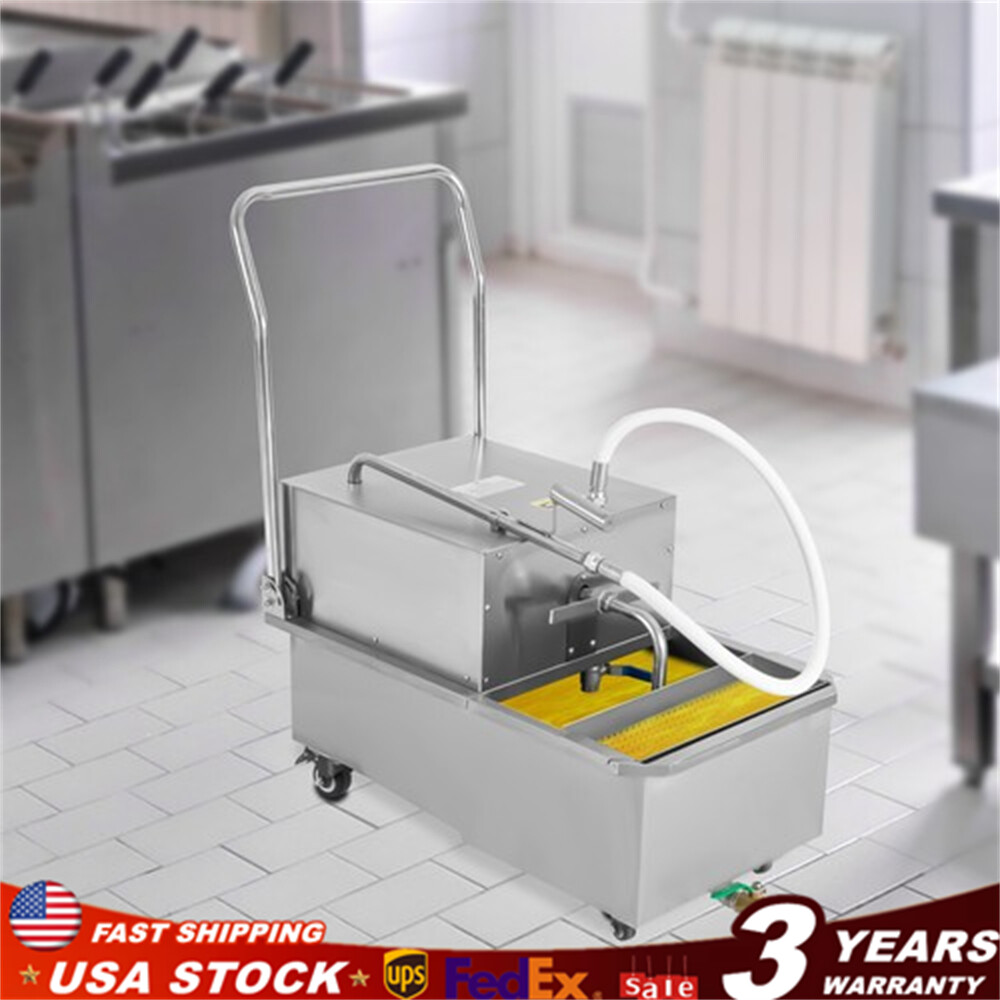 Fryer Oil Filter Cart Commercial Cooking Oil Filtration System 55L Capacity New