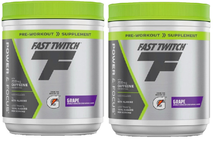 LOT OF 2 Fast Twitch Gatorade Pre Workout Powder Supplement Grape 16.2 oz   6-25