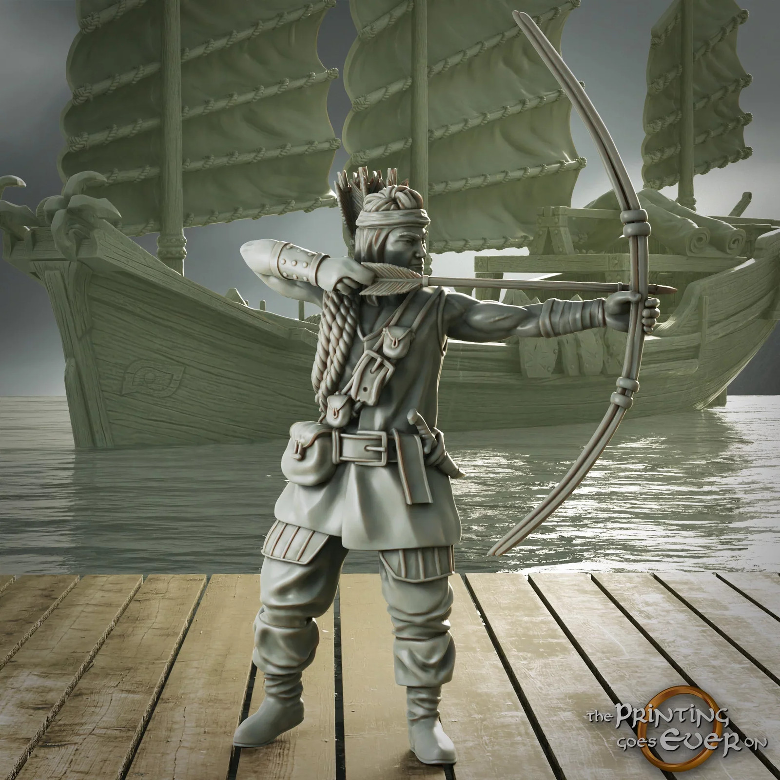 Pirate Archer B - 28-32mm Pirates of the Eastern - Resin Tabletop Miniature