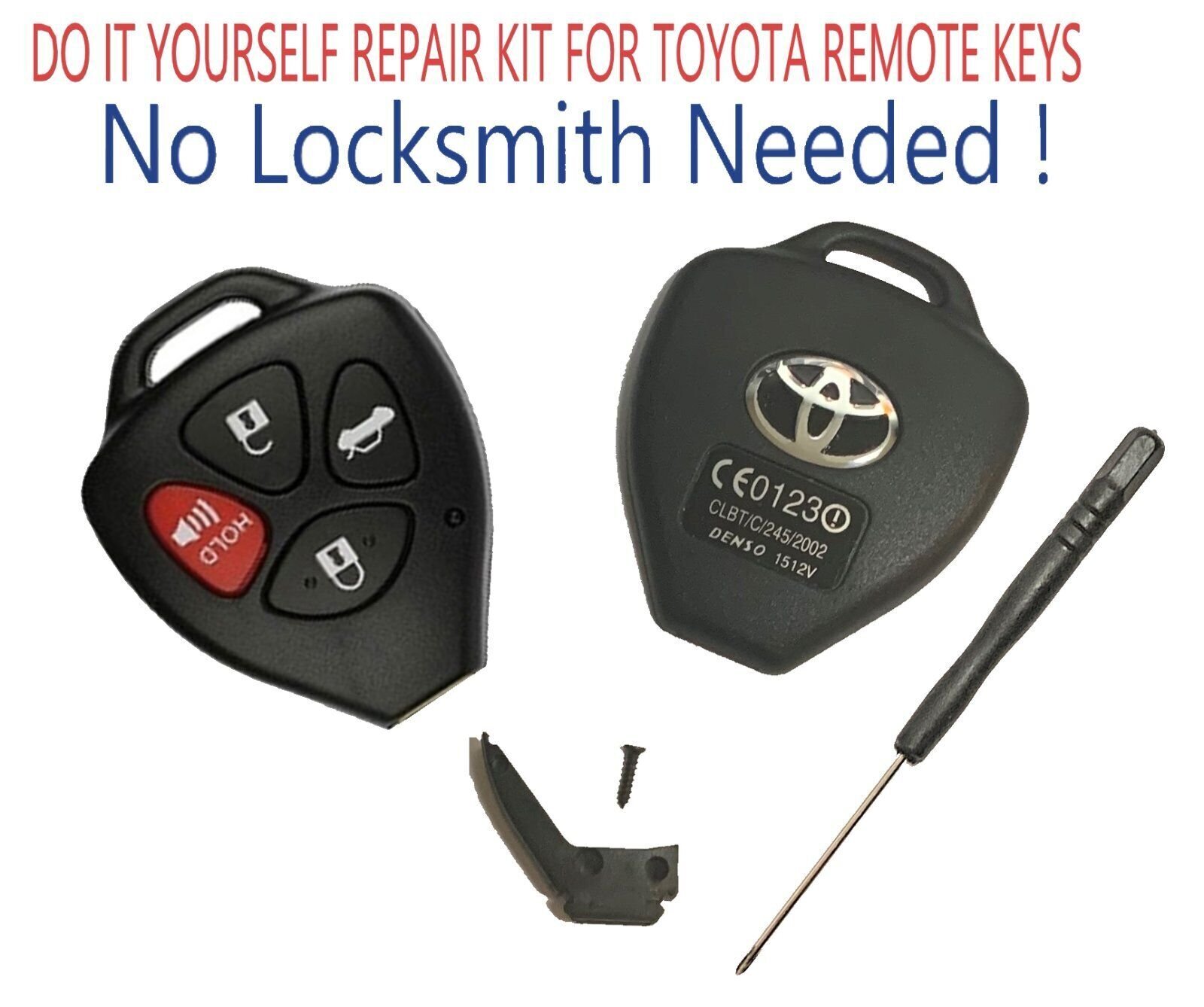 TOYOTA Corolla 2008-2012 Remote Key Shell Repair Kit DIY NO Locksmith Needed A+