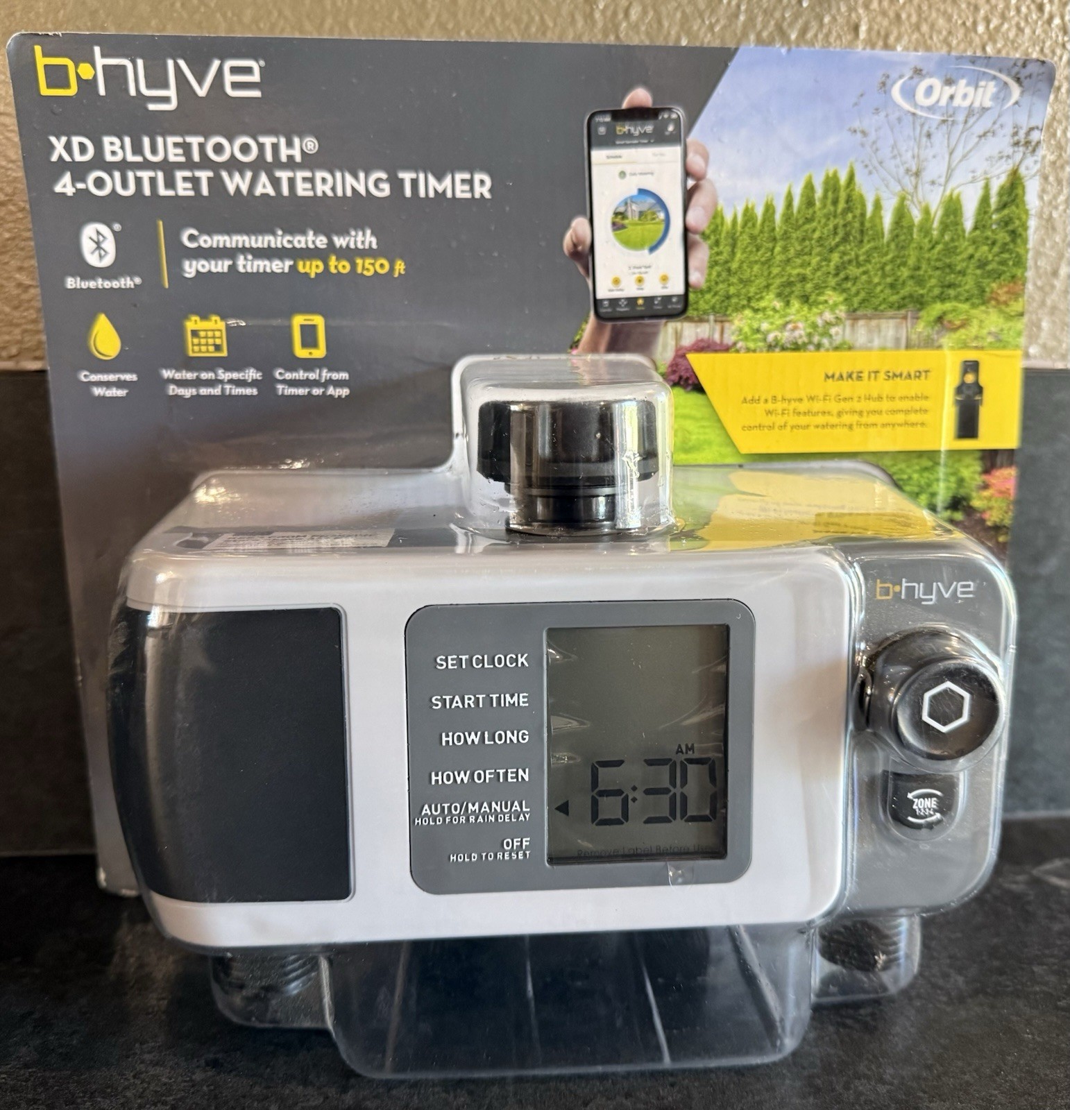 B-hyve XD 4-Port Smart Hose Watering Timer - App 4-Port, Gray