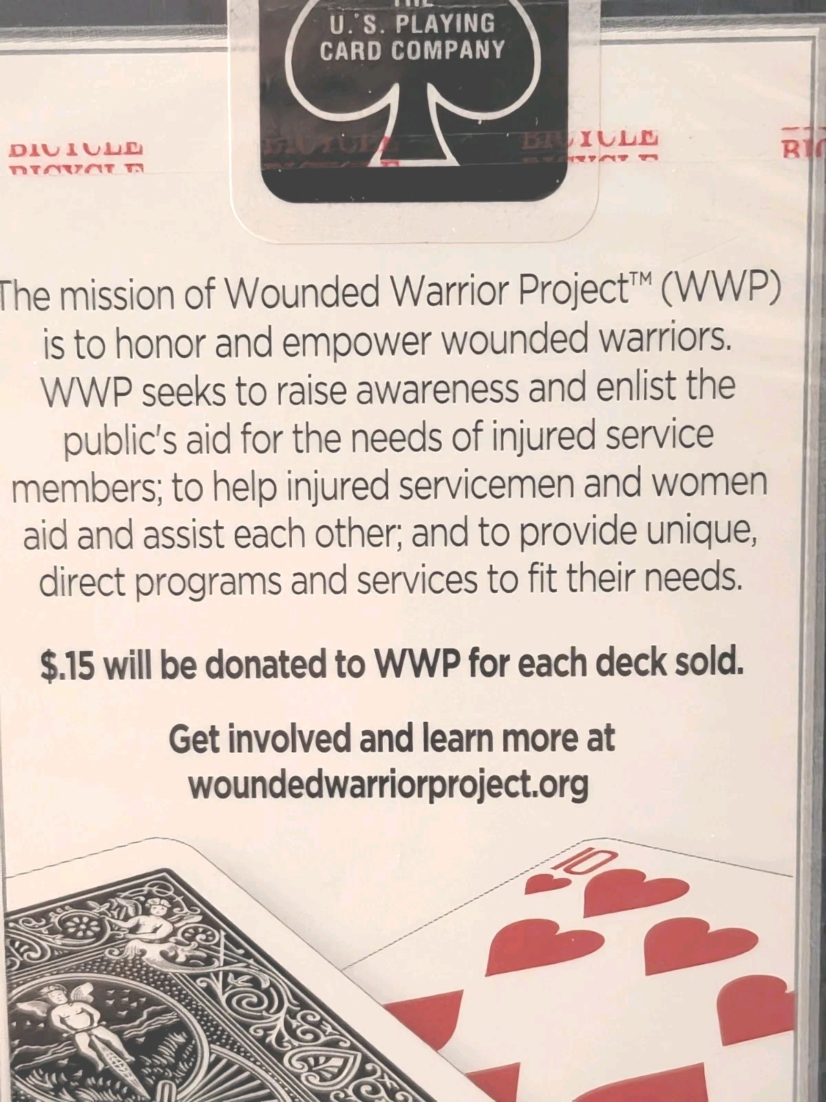 NEW Bicycle WOUNDED WARRIOR PROJECT playing cards Sealed Deck PC2