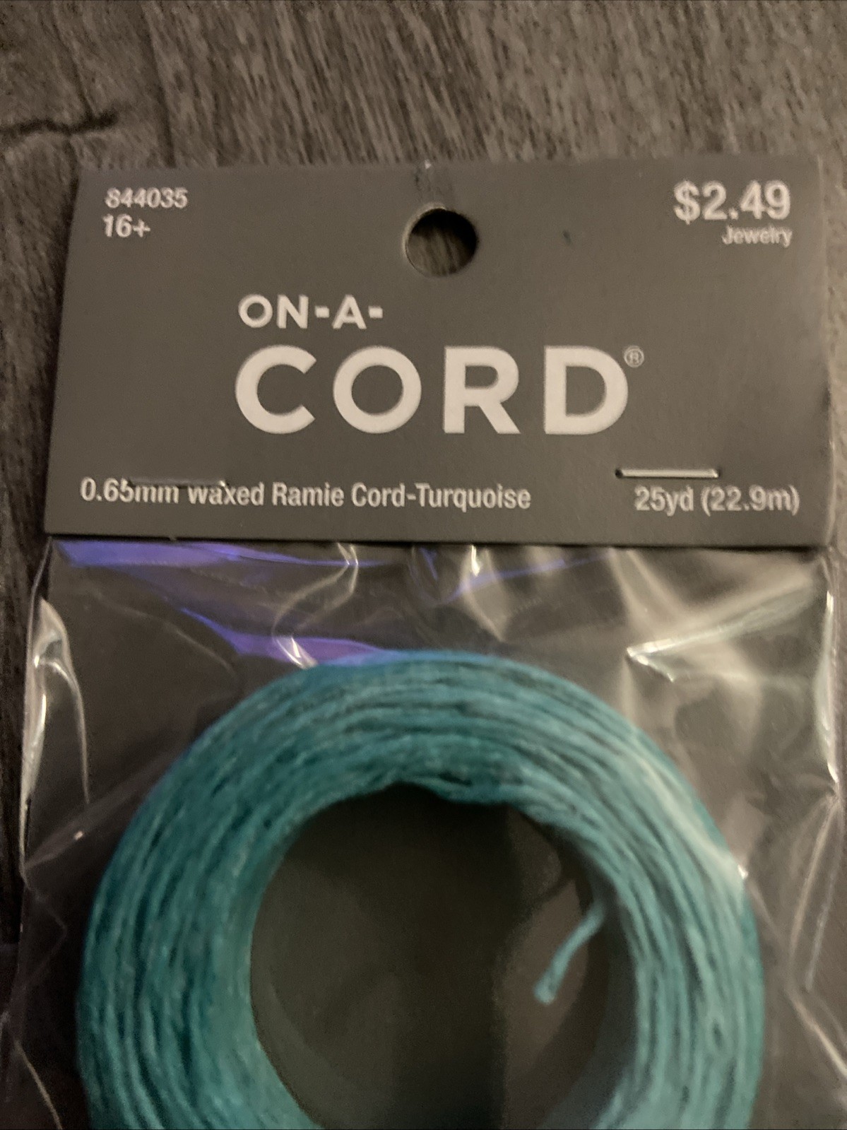 2 Pkgs On-A-Cord Waxed Ramie Turquoise 50 Yards Total 0.65mm