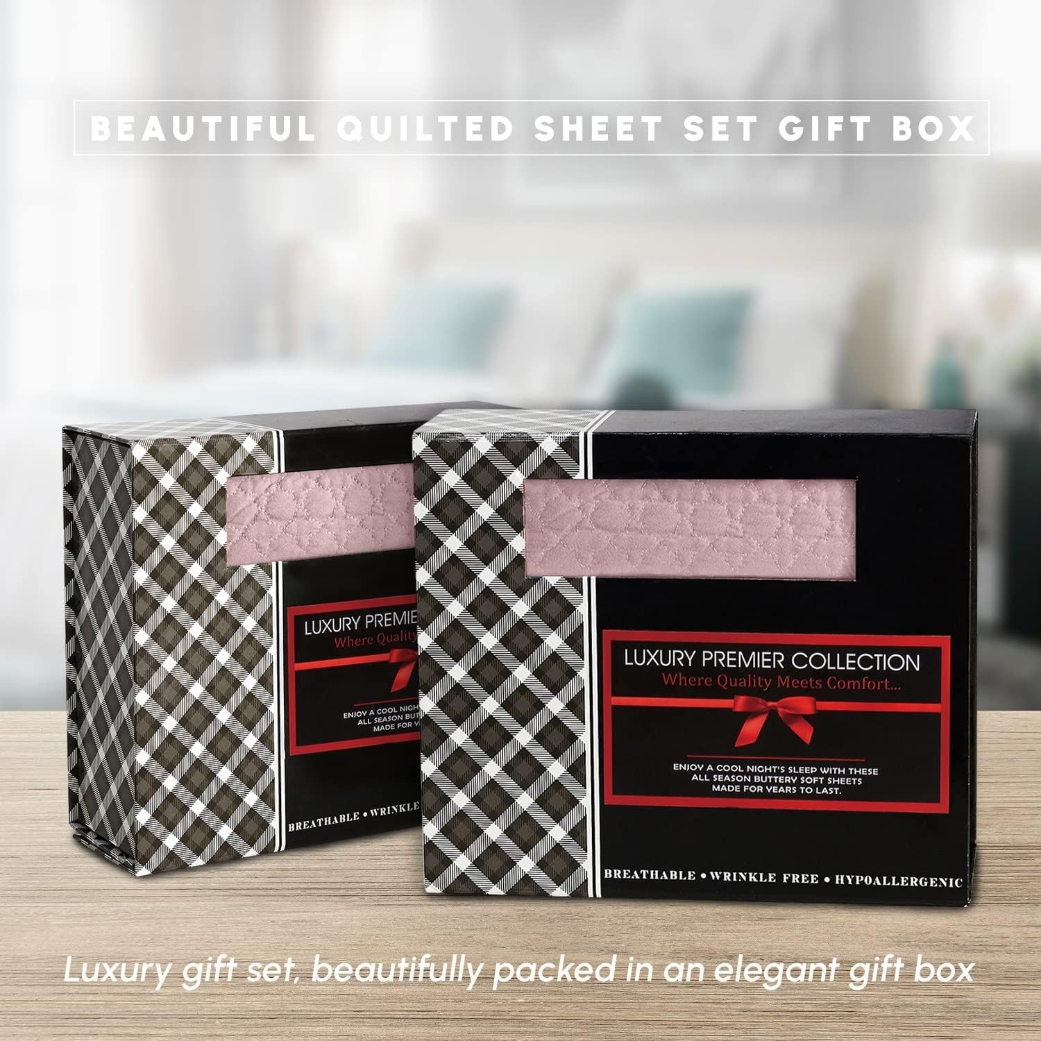 Luxurious 4-Piece Quilted King Sheet Set - 1500 Thread Count, Wrinkle Resistant