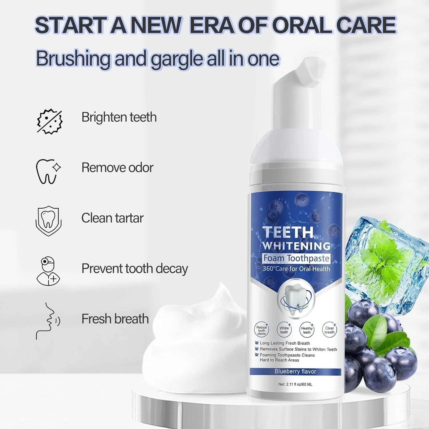 Teeth Whitening Toothpaste, Mousse Foam Toothpaste, 2 Pack Foam Toothpaste for U